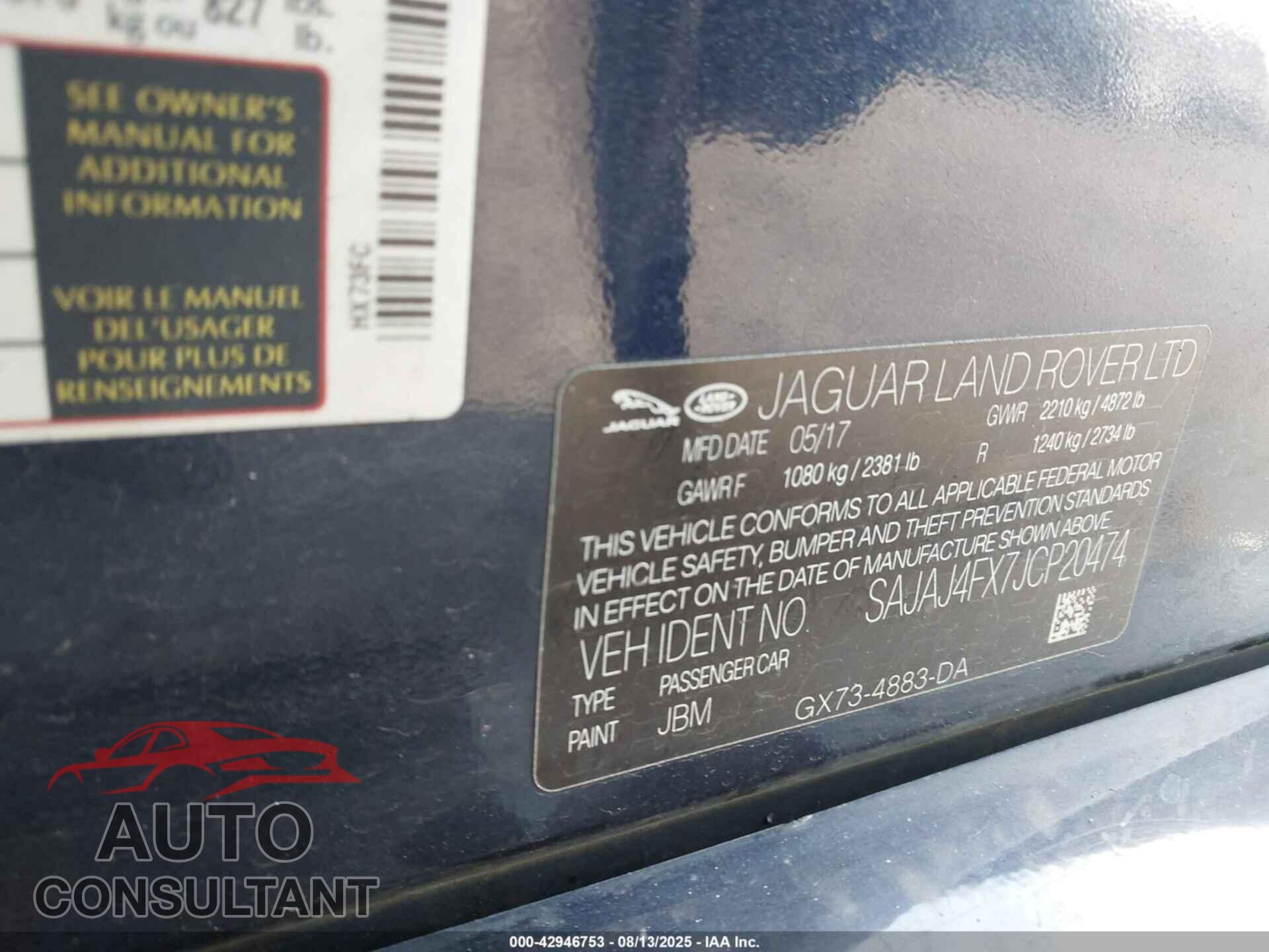 JAGUAR XE 2018 - SAJAJ4FX7JCP20474