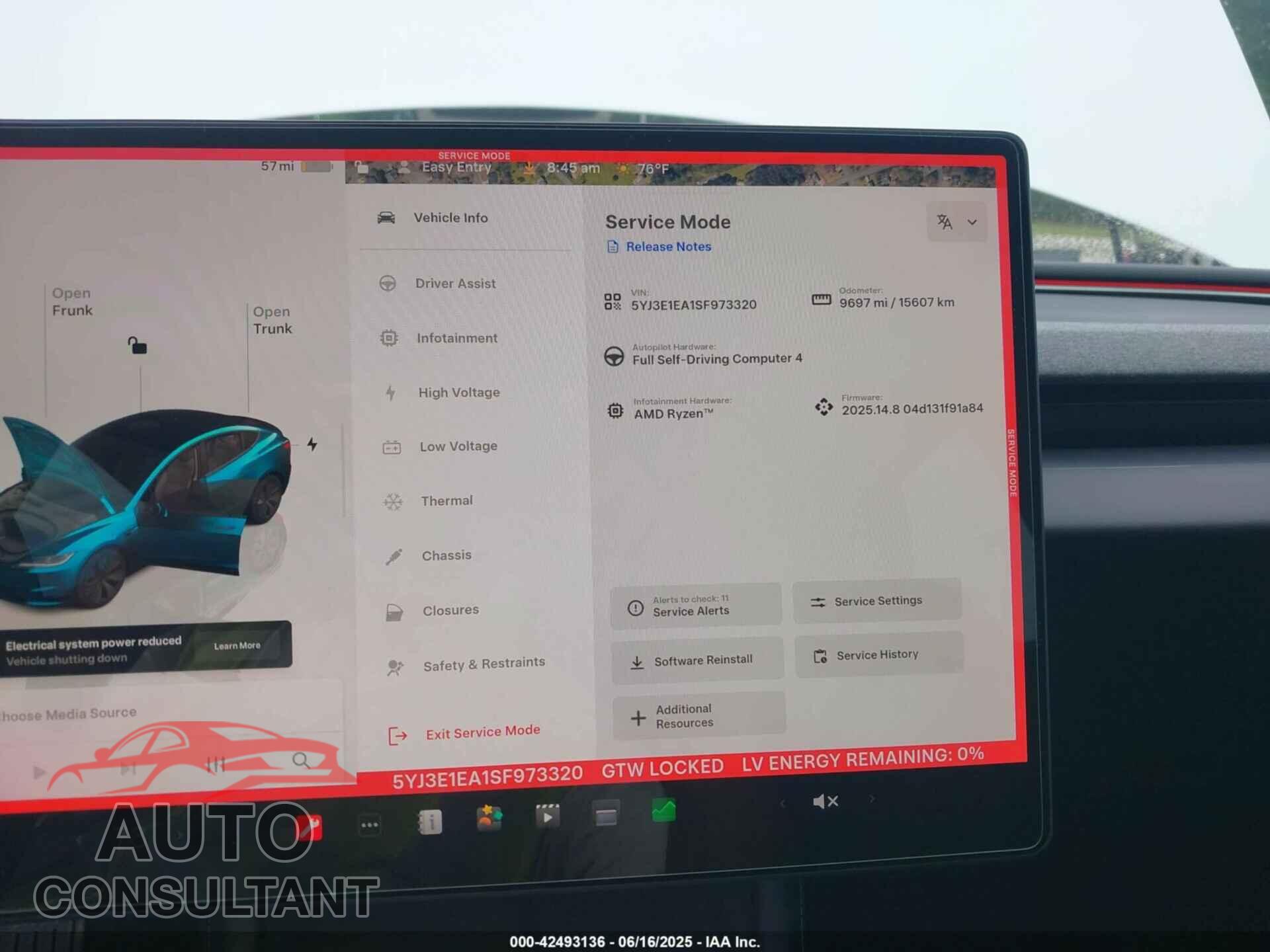 TESLA MODEL 3 2025 - 5YJ3E1EA1SF973320