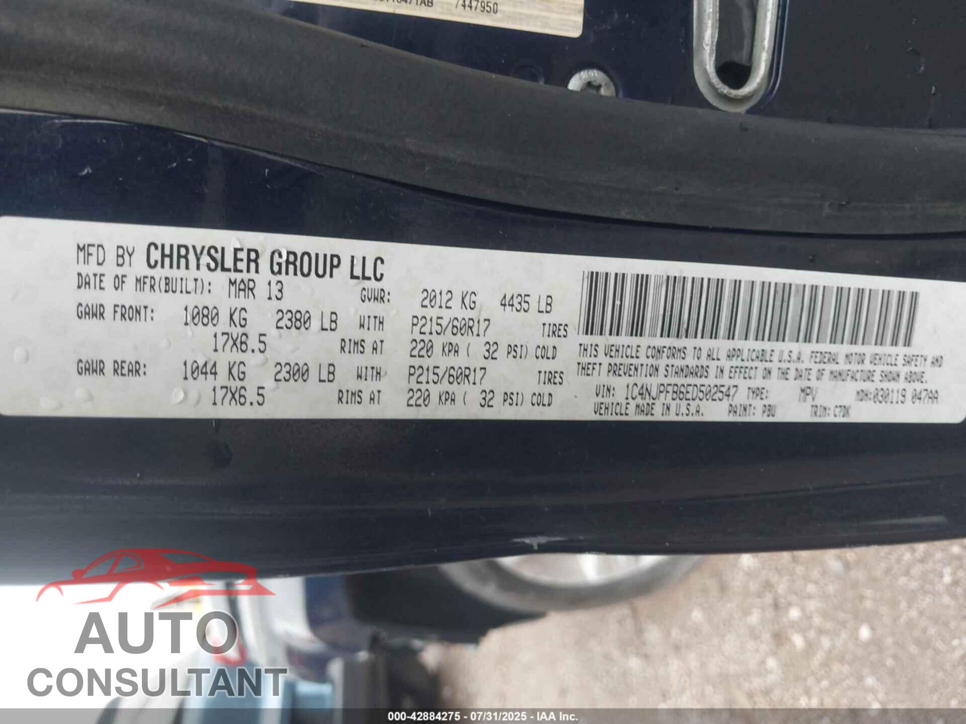 JEEP PATRIOT 2014 - 1C4NJPFB6ED502547