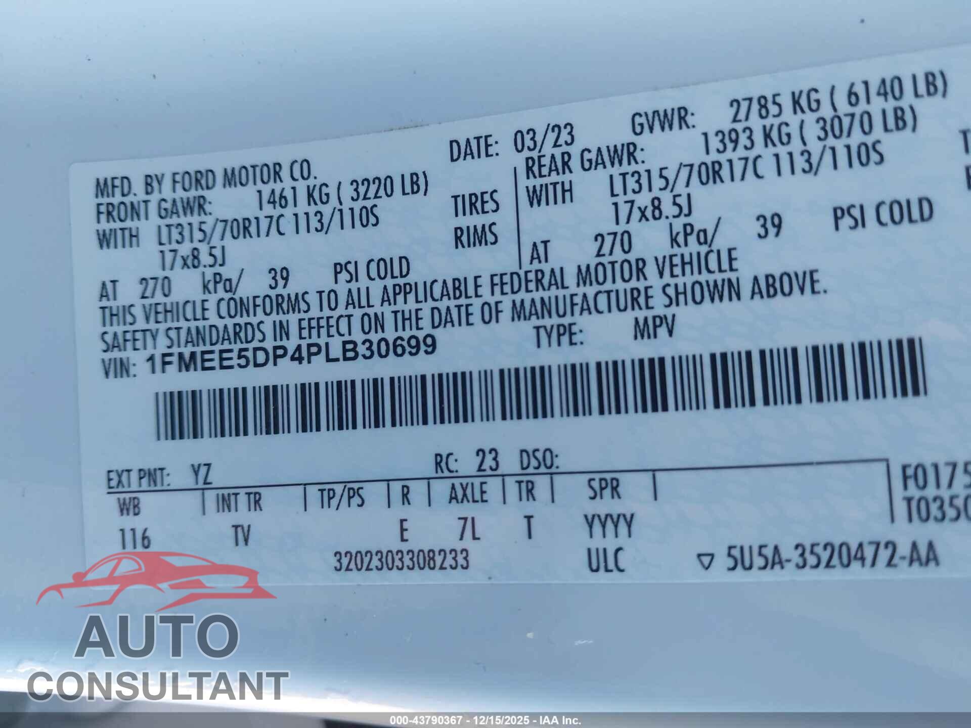 FORD BRONCO 2023 - 1FMEE5DP4PLB30699