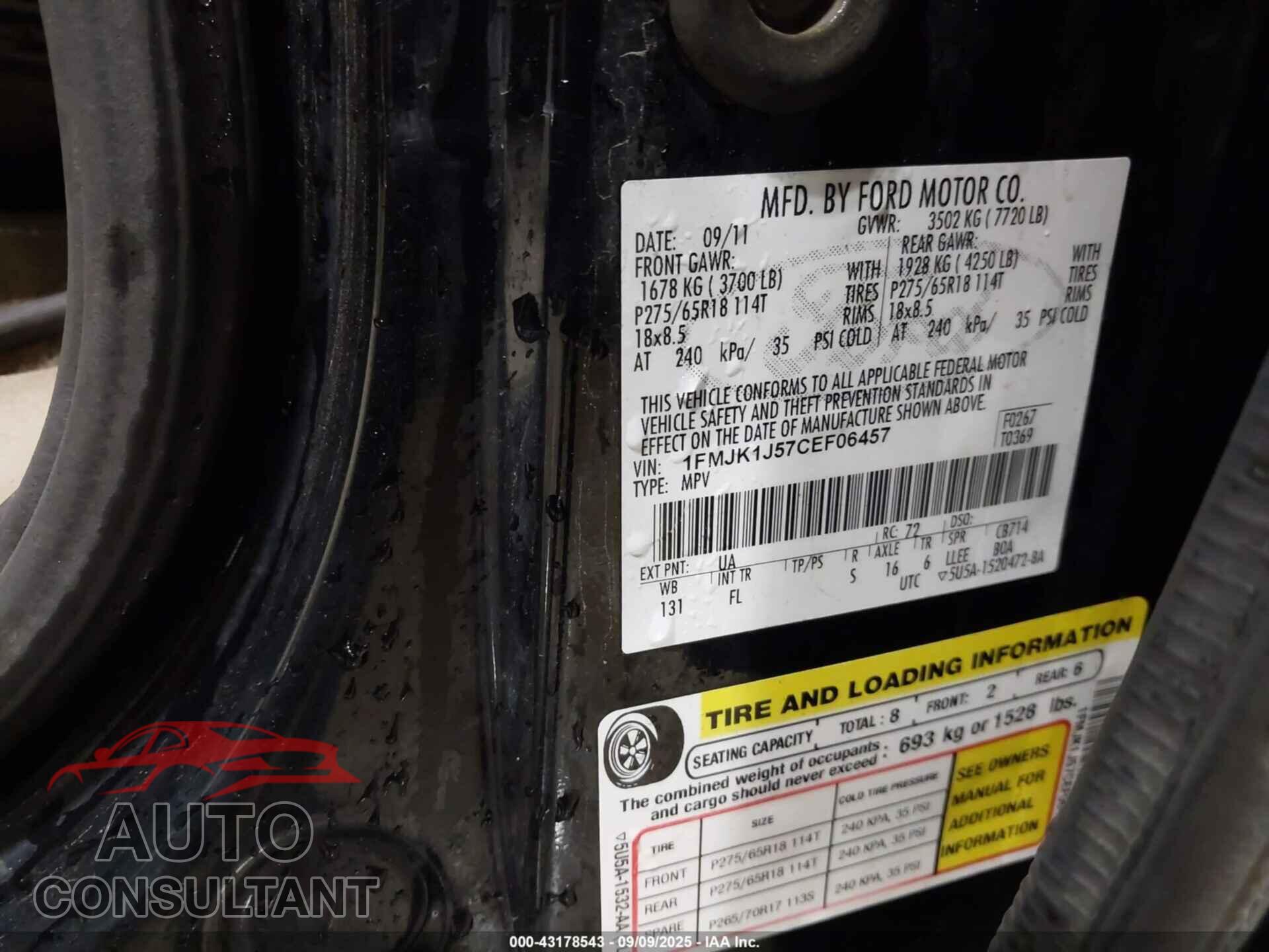 FORD EXPEDITION EL 2012 - 1FMJK1J57CEF06457