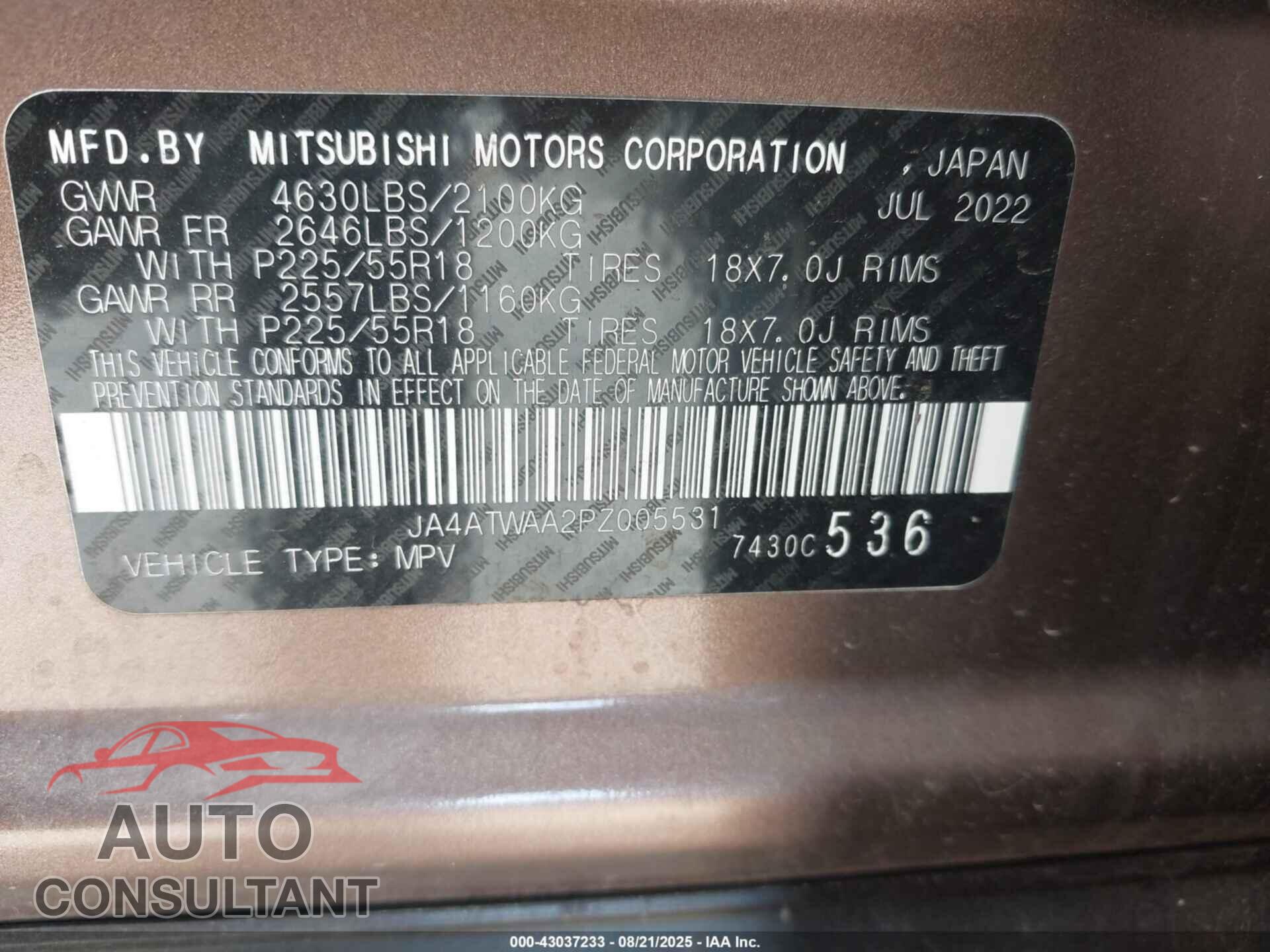 MITSUBISHI ECLIPSE CROSS 2023 - JA4ATWAA2PZ005531