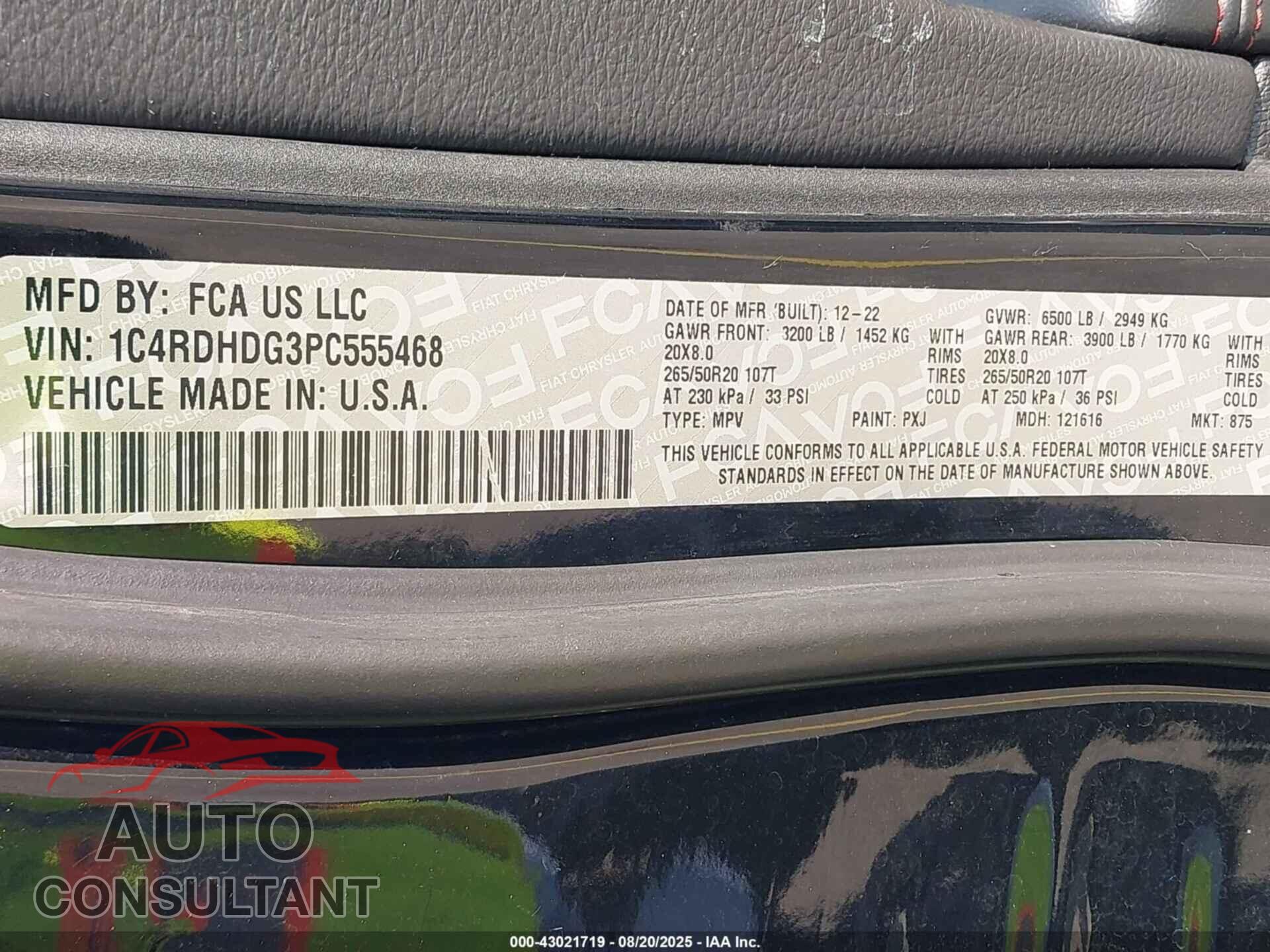 DODGE DURANGO 2023 - 1C4RDHDG3PC555468