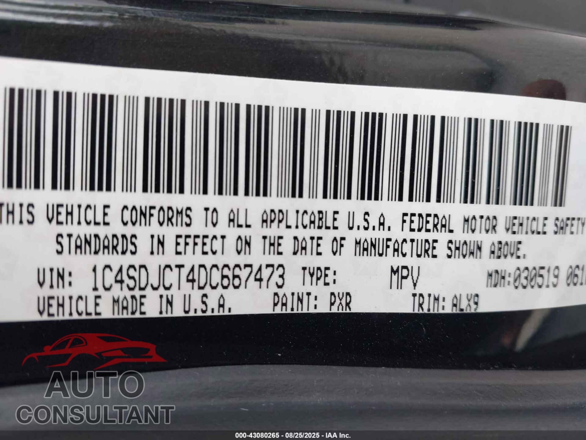 DODGE DURANGO 2013 - 1C4SDJCT4DC667473
