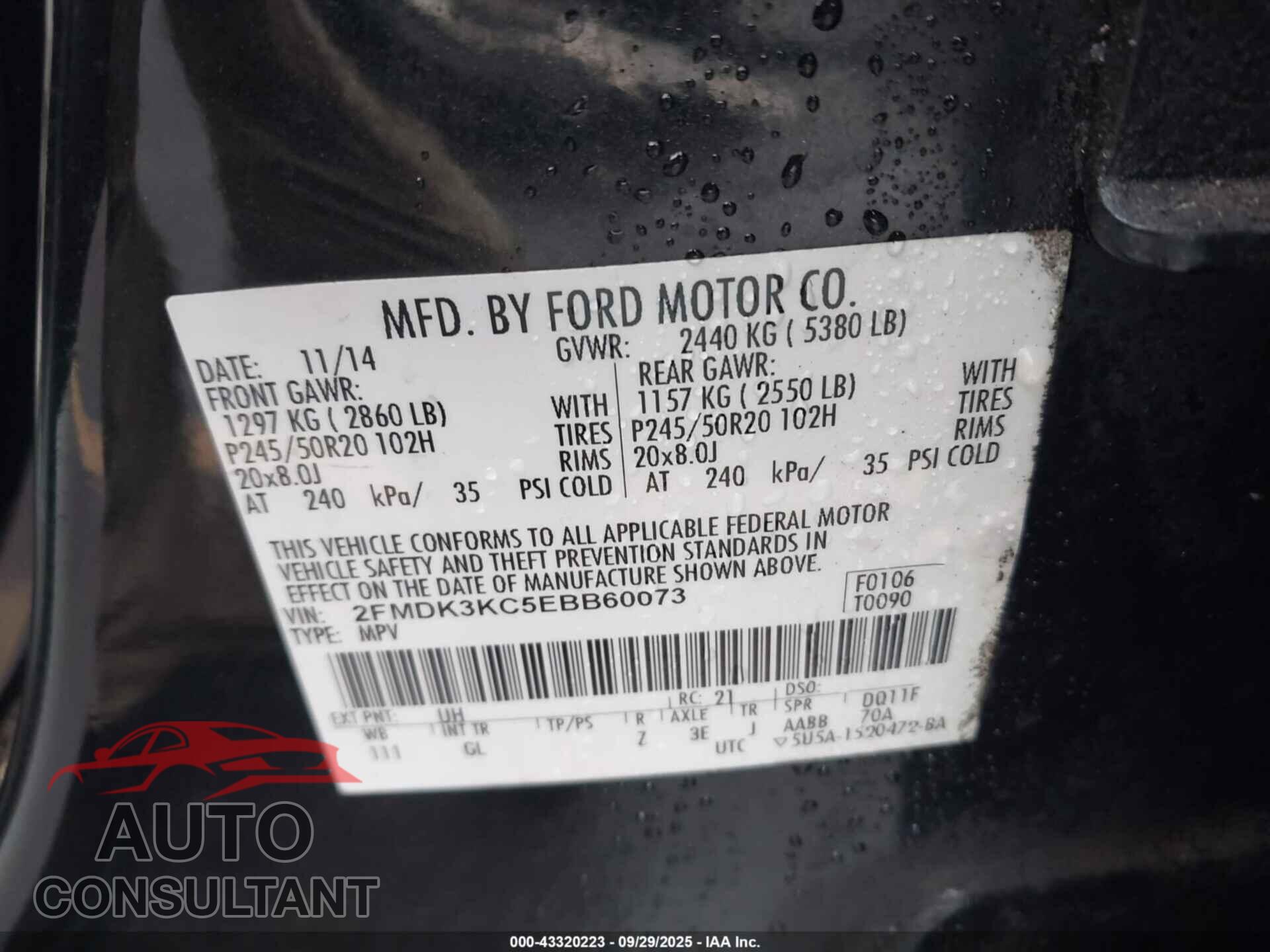 FORD EDGE 2014 - 2FMDK3KC5EBB60073
