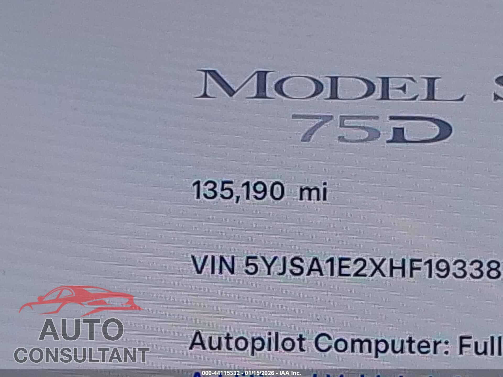 TESLA MODEL S 2017 - 5YJSA1E2XHF193387