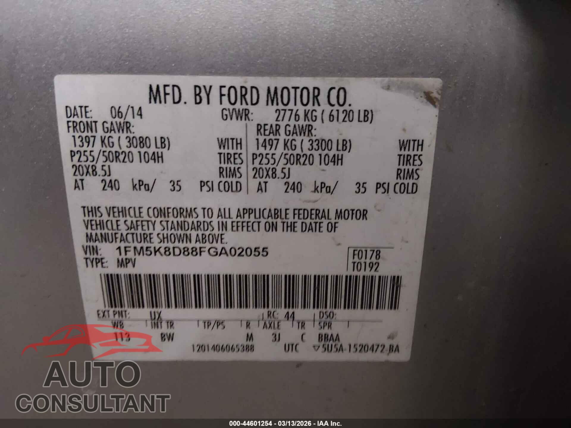 FORD EXPLORER 2015 - 1FM5K8D88FGA02055