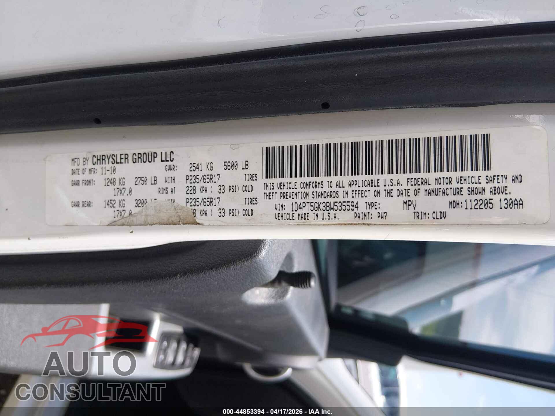 DODGE NITRO 2011 - 1D4PT5GK3BW535594