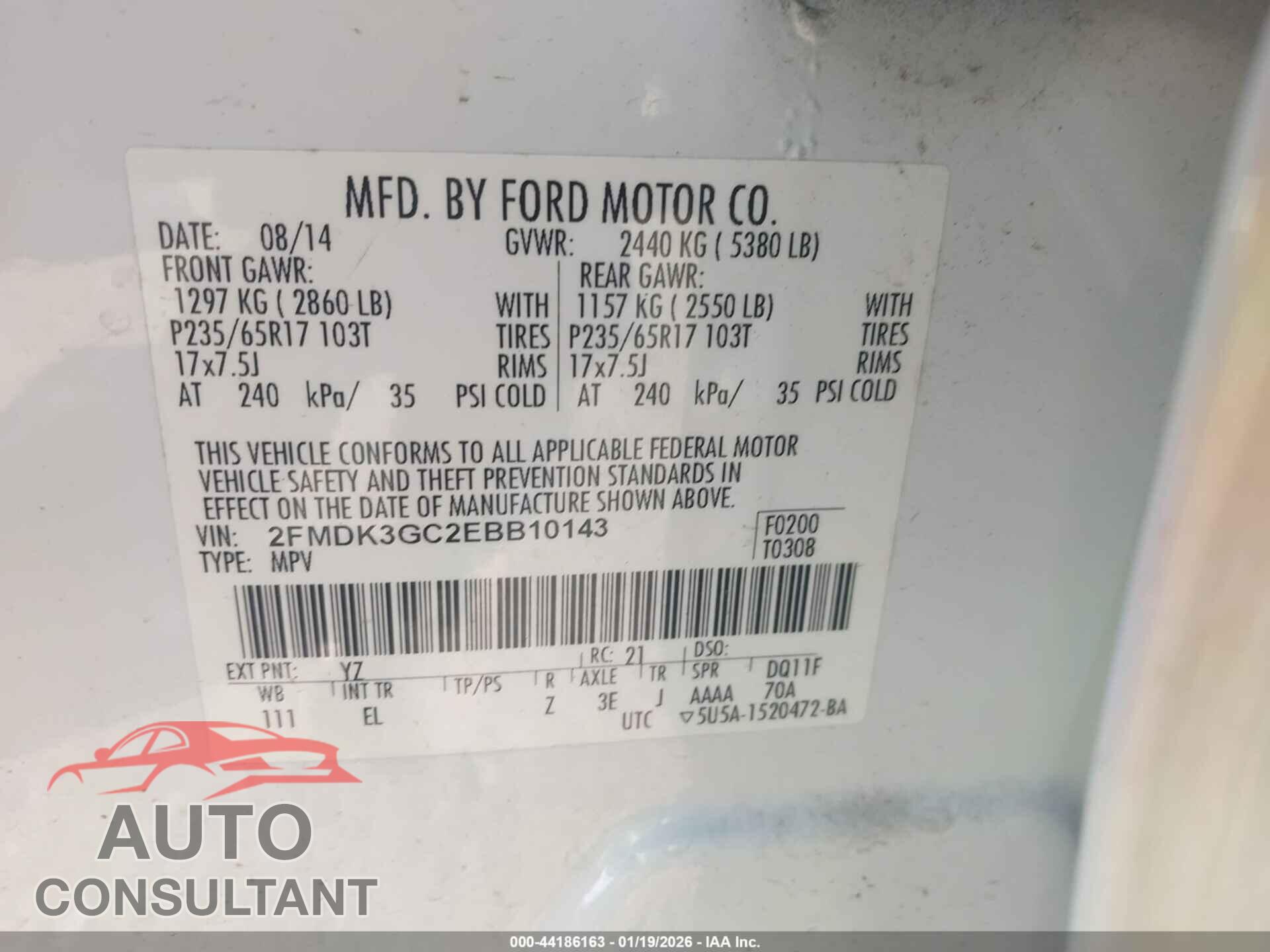 FORD EDGE 2014 - 2FMDK3GC2EBB10143