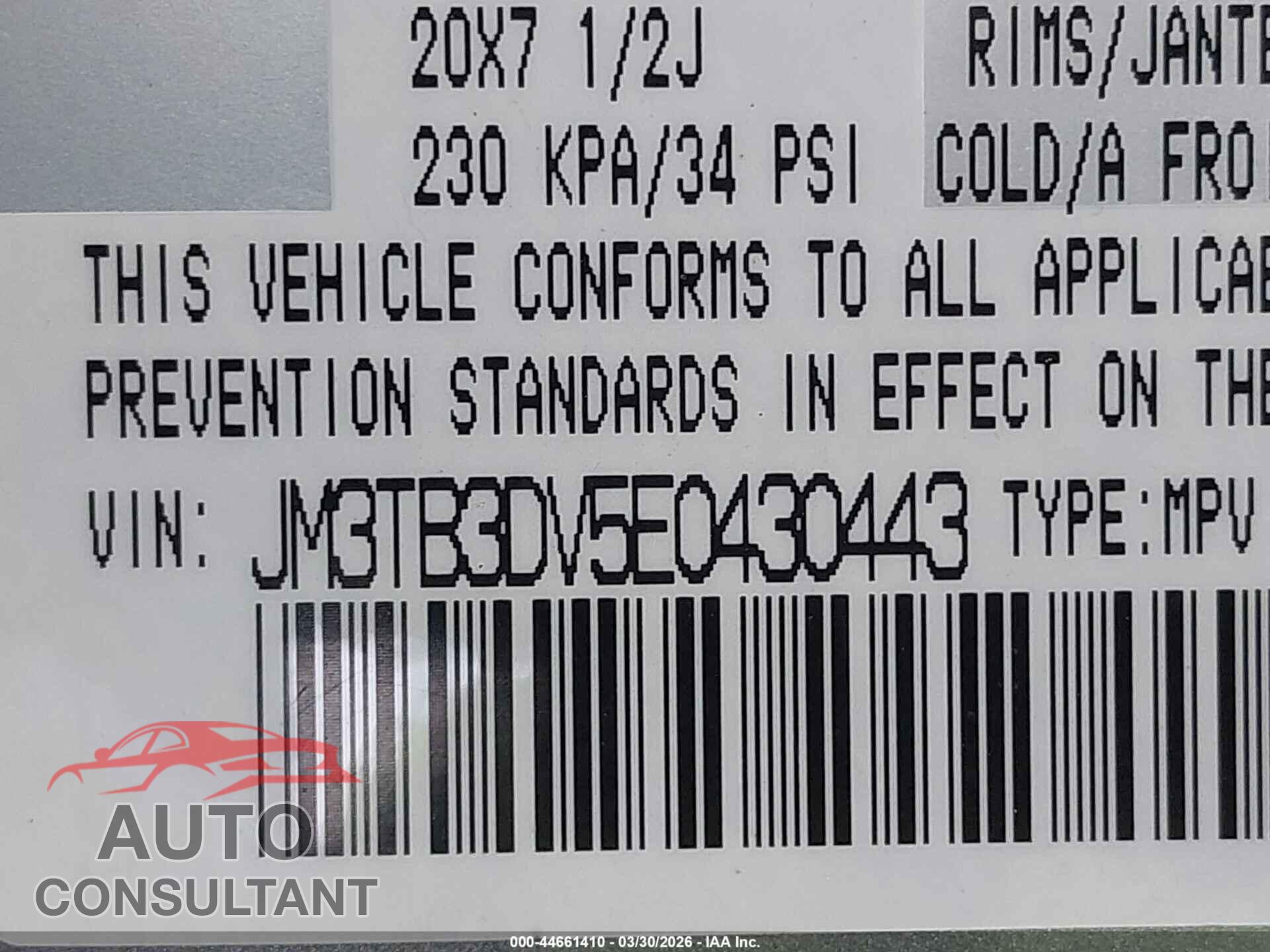 MAZDA CX-9 2014 - JM3TB3DV5E0430443
