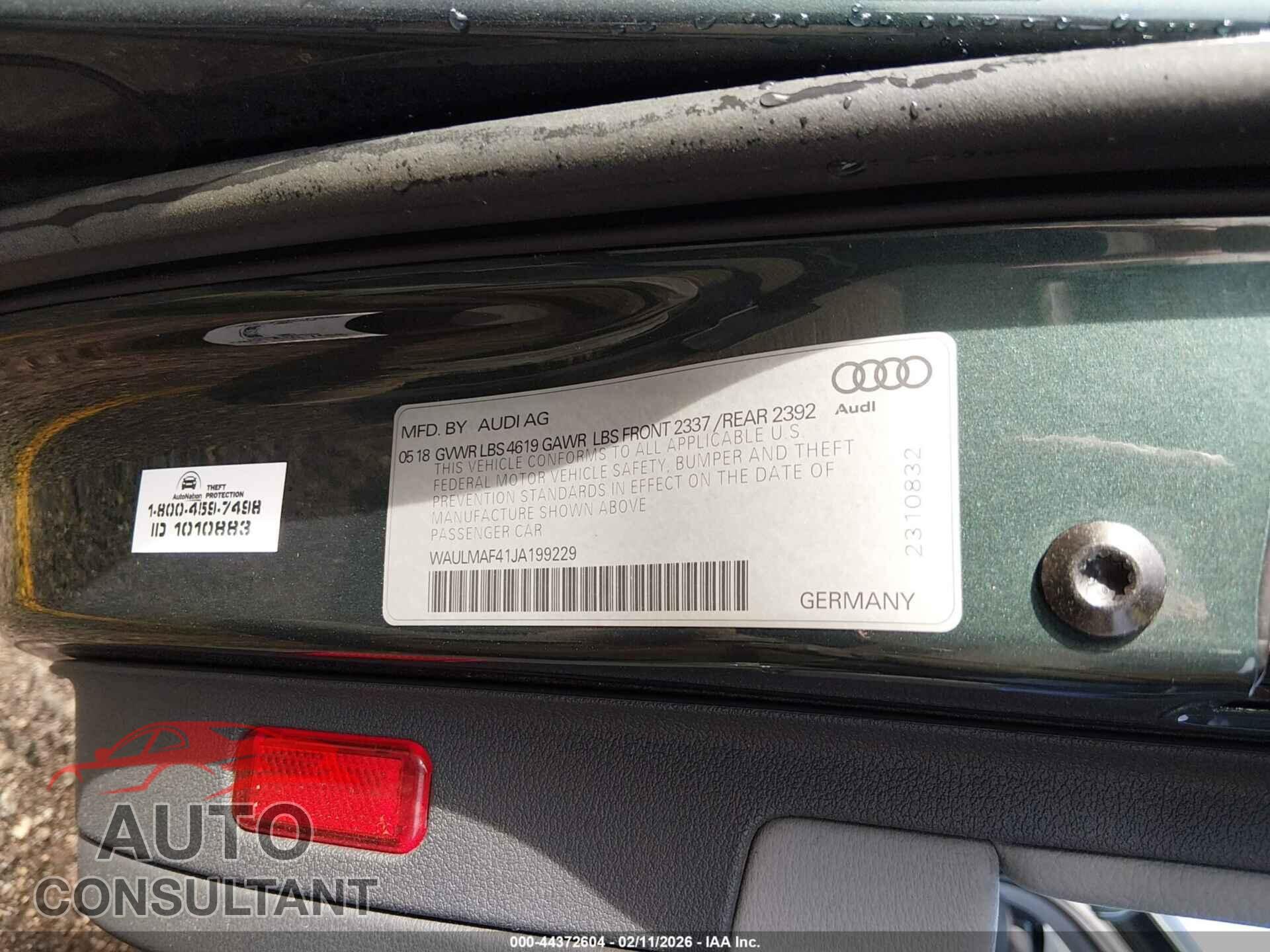 AUDI A4 2018 - WAULMAF41JA199229