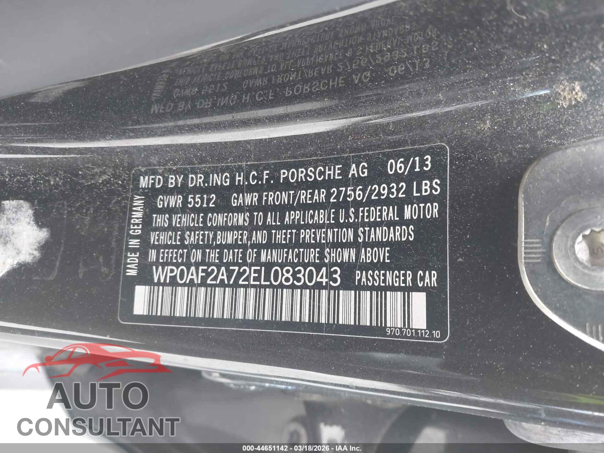 PORSCHE PANAMERA 2014 - WP0AF2A72EL083043