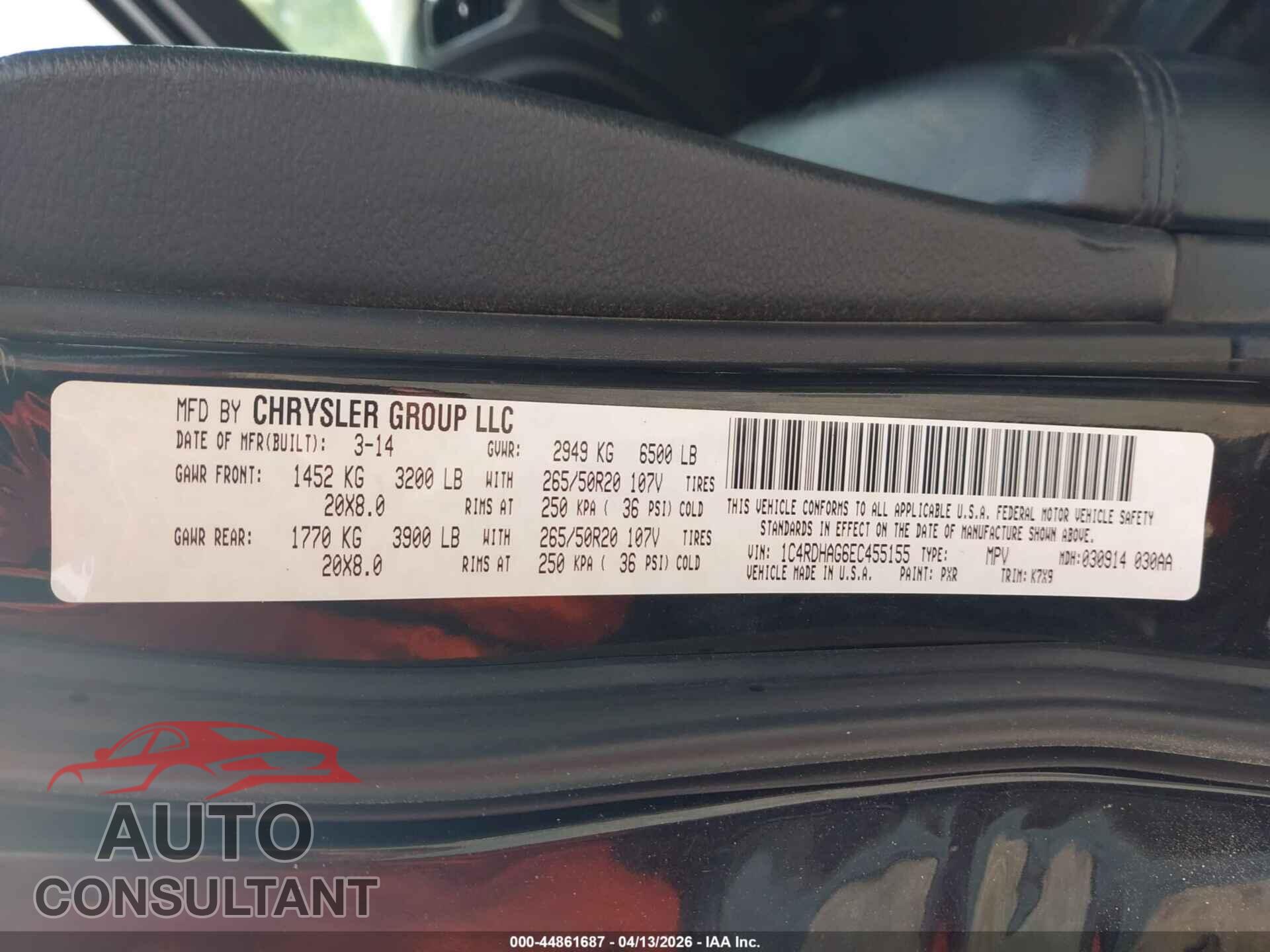 DODGE DURANGO 2014 - 1C4RDHAG6EC455155