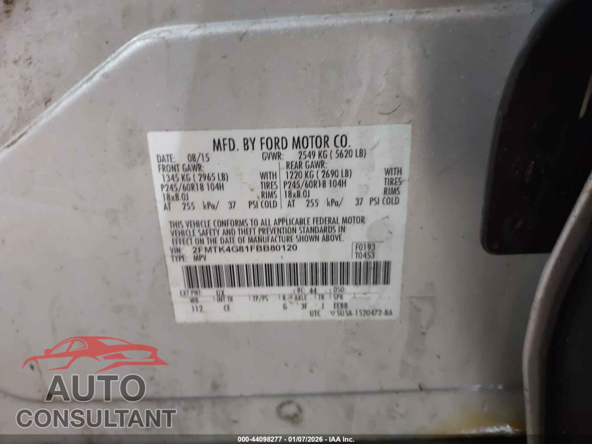FORD EDGE 2015 - 2FMTK4G81FBB80120