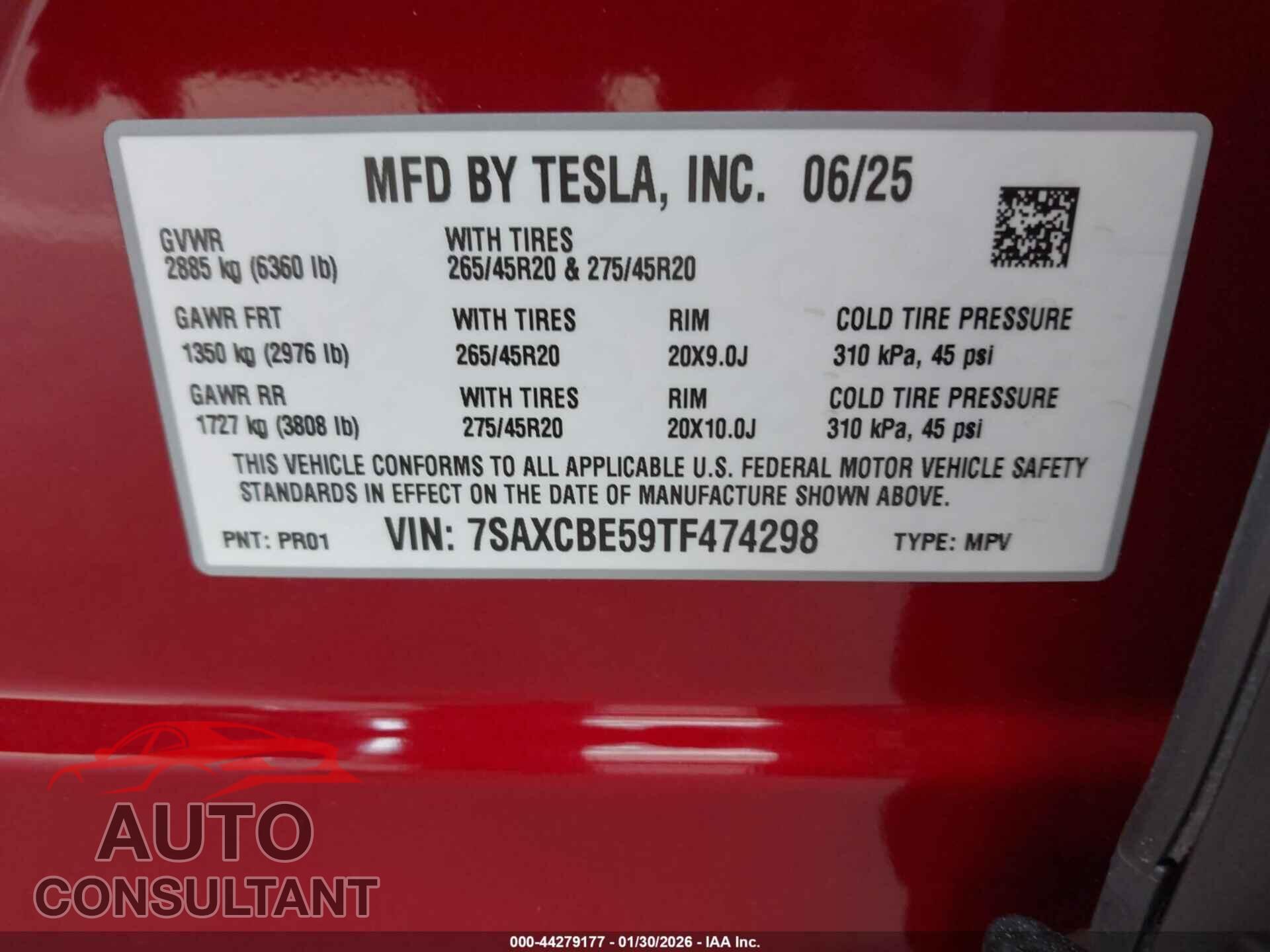 TESLA MODEL X 2026 - 7SAXCBE59TF474298