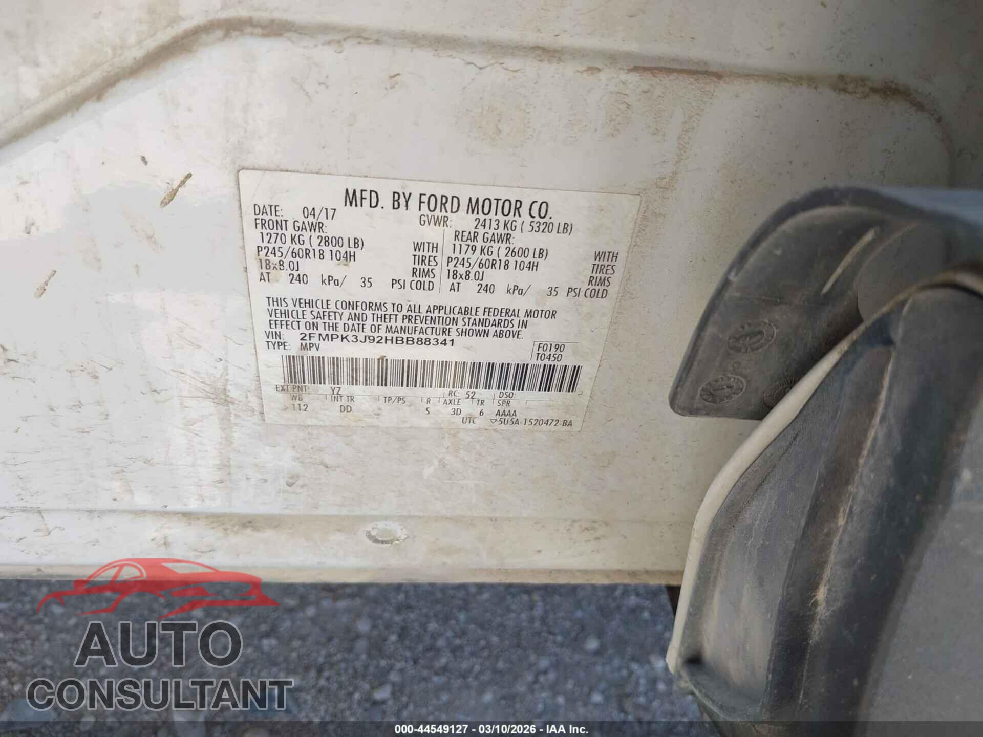 FORD EDGE 2017 - 2FMPK3J92HBB88341
