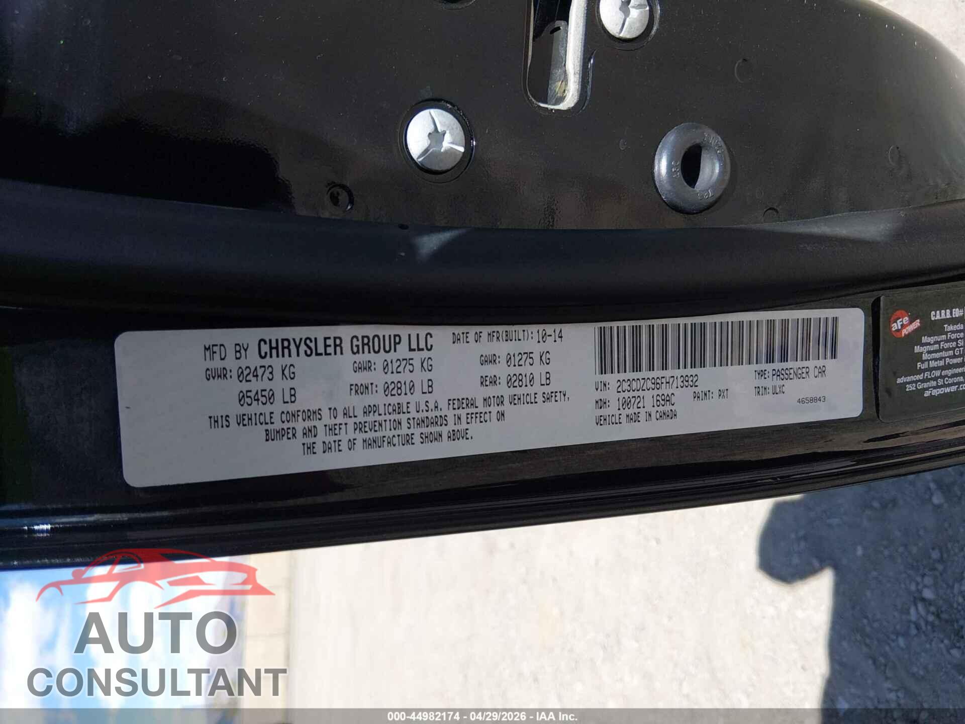 DODGE CHALLENGER 2015 - 2C3CDZC96FH713932