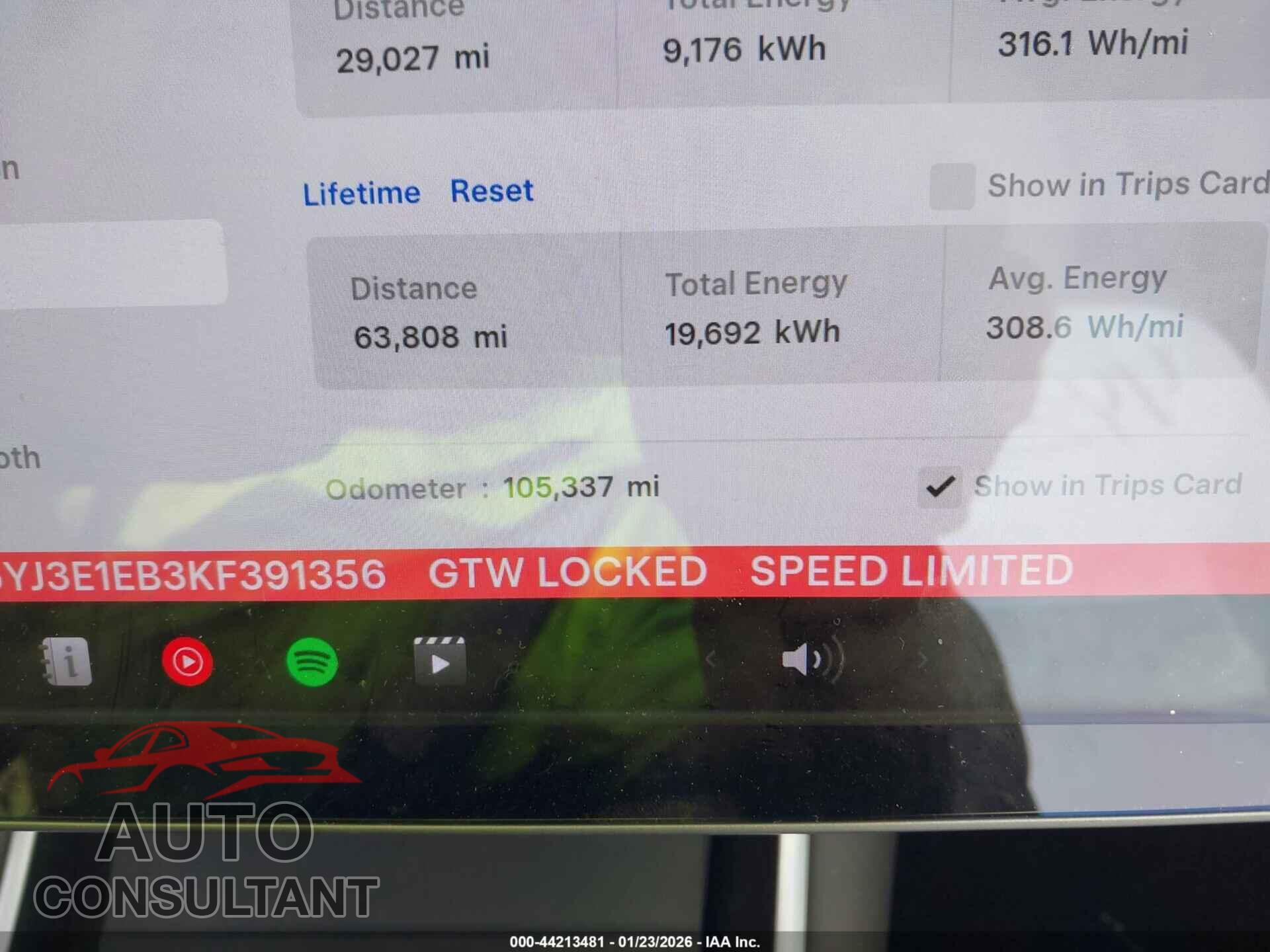TESLA MODEL 3 2019 - 5YJ3E1EB3KF391356