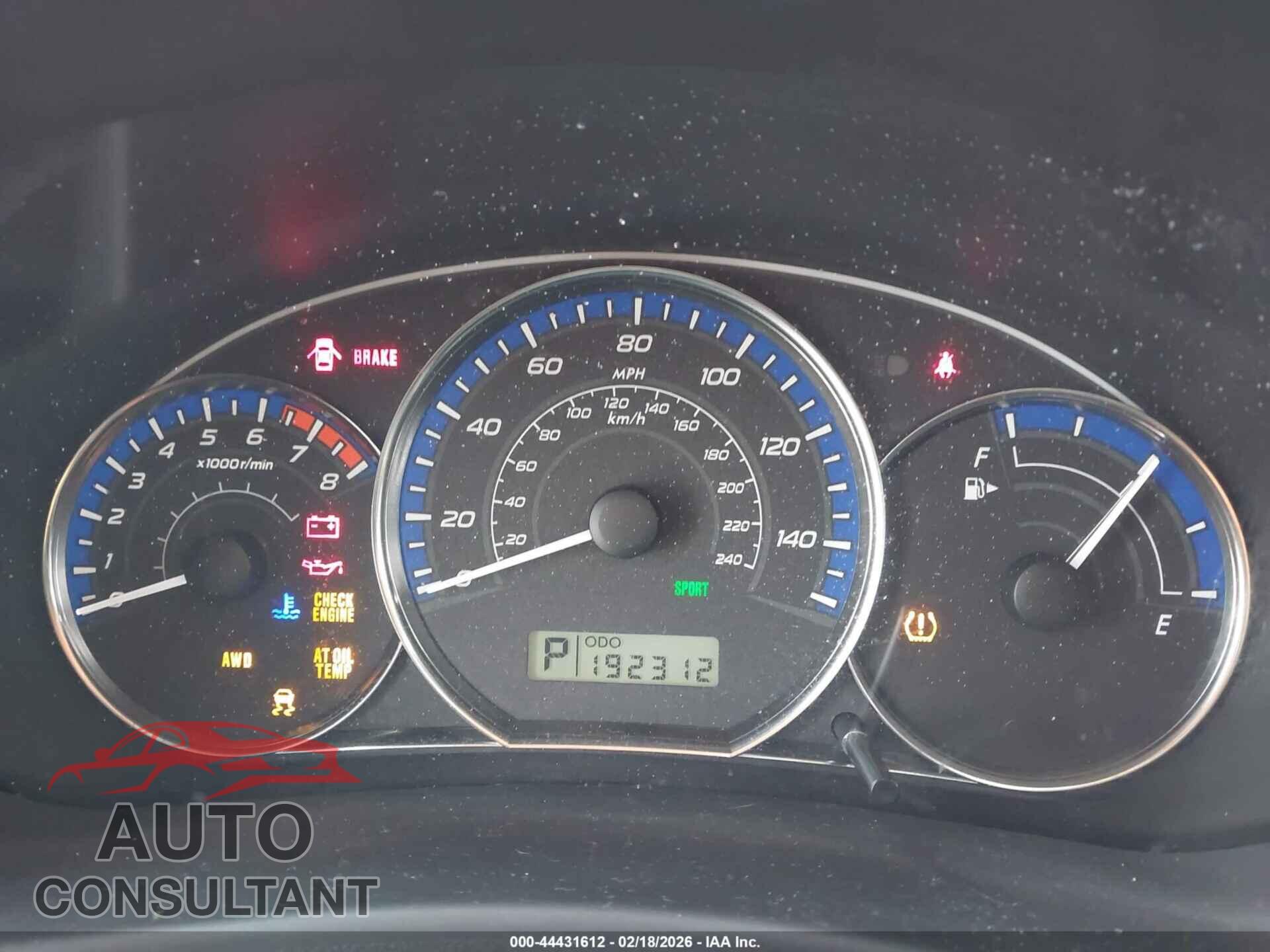 SUBARU FORESTER 2012 - JF2SHBDC6CH432567