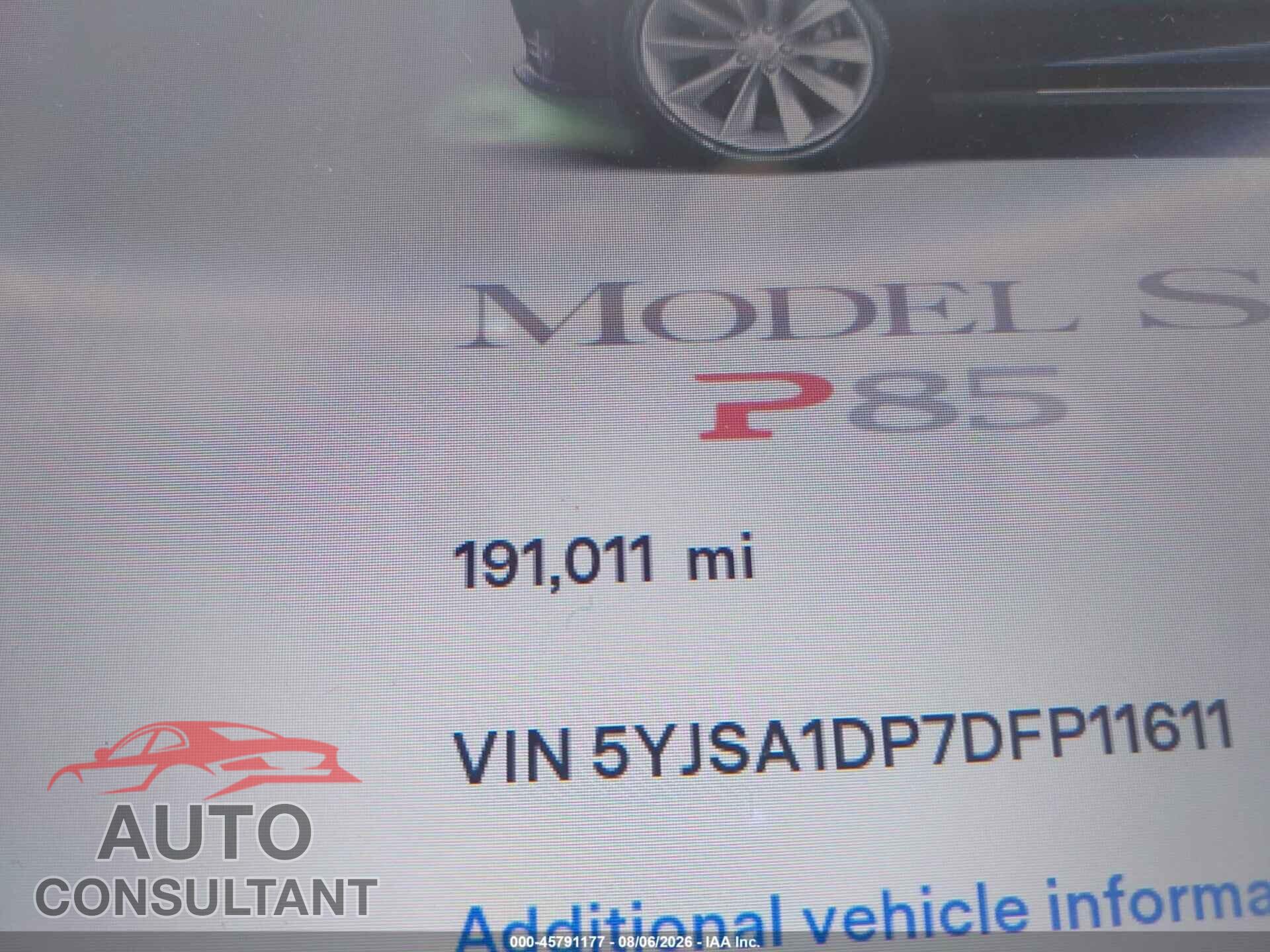 TESLA MODEL S 2013 - 5YJSA1DP7DFP11611