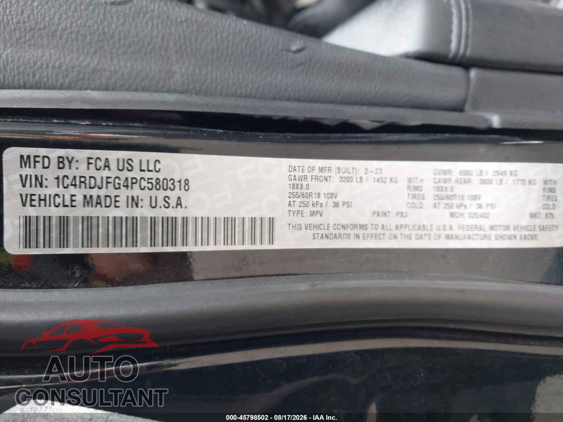 DODGE DURANGO 2023 - 1C4RDJFG4PC580318