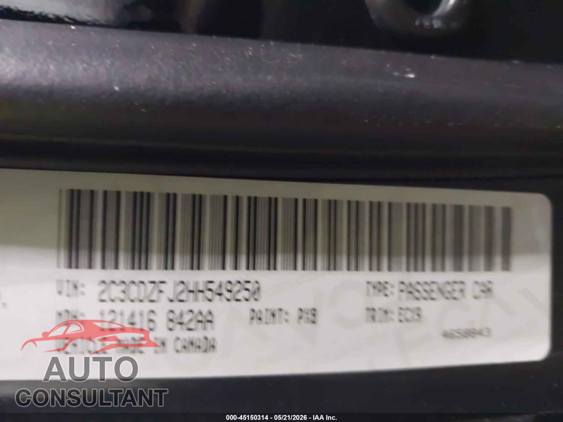DODGE CHALLENGER 2017 - 2C3CDZFJ2HH549250
