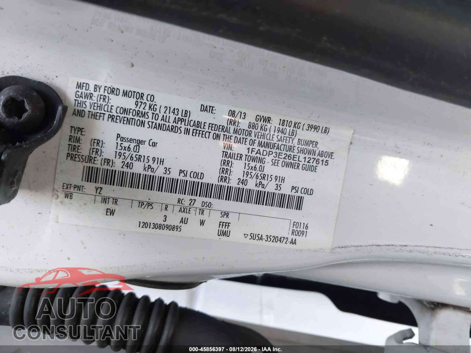 FORD FOCUS 2014 - 1FADP3E26EL127615