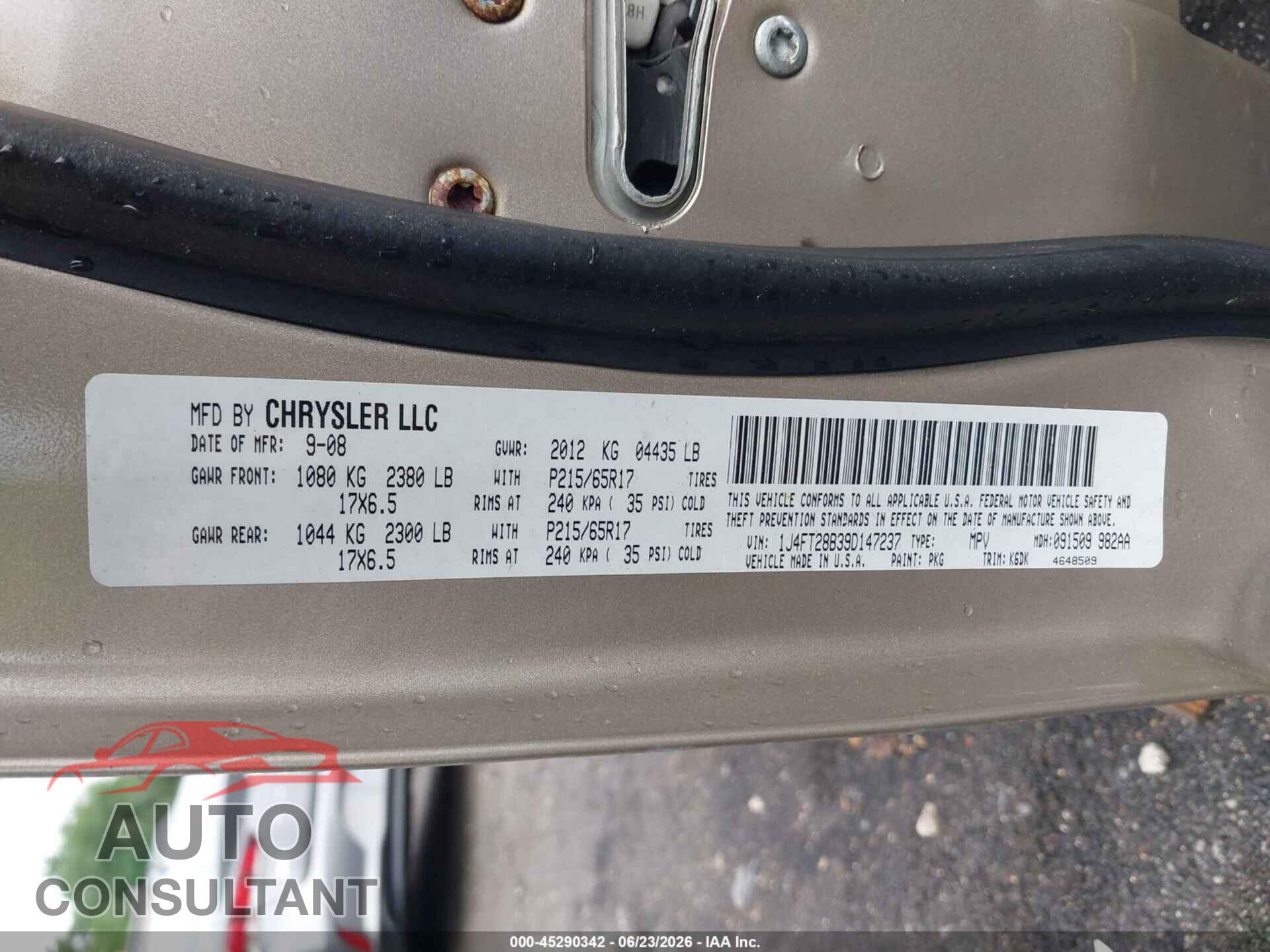 JEEP PATRIOT 2009 - 1J4FT28B39D147237