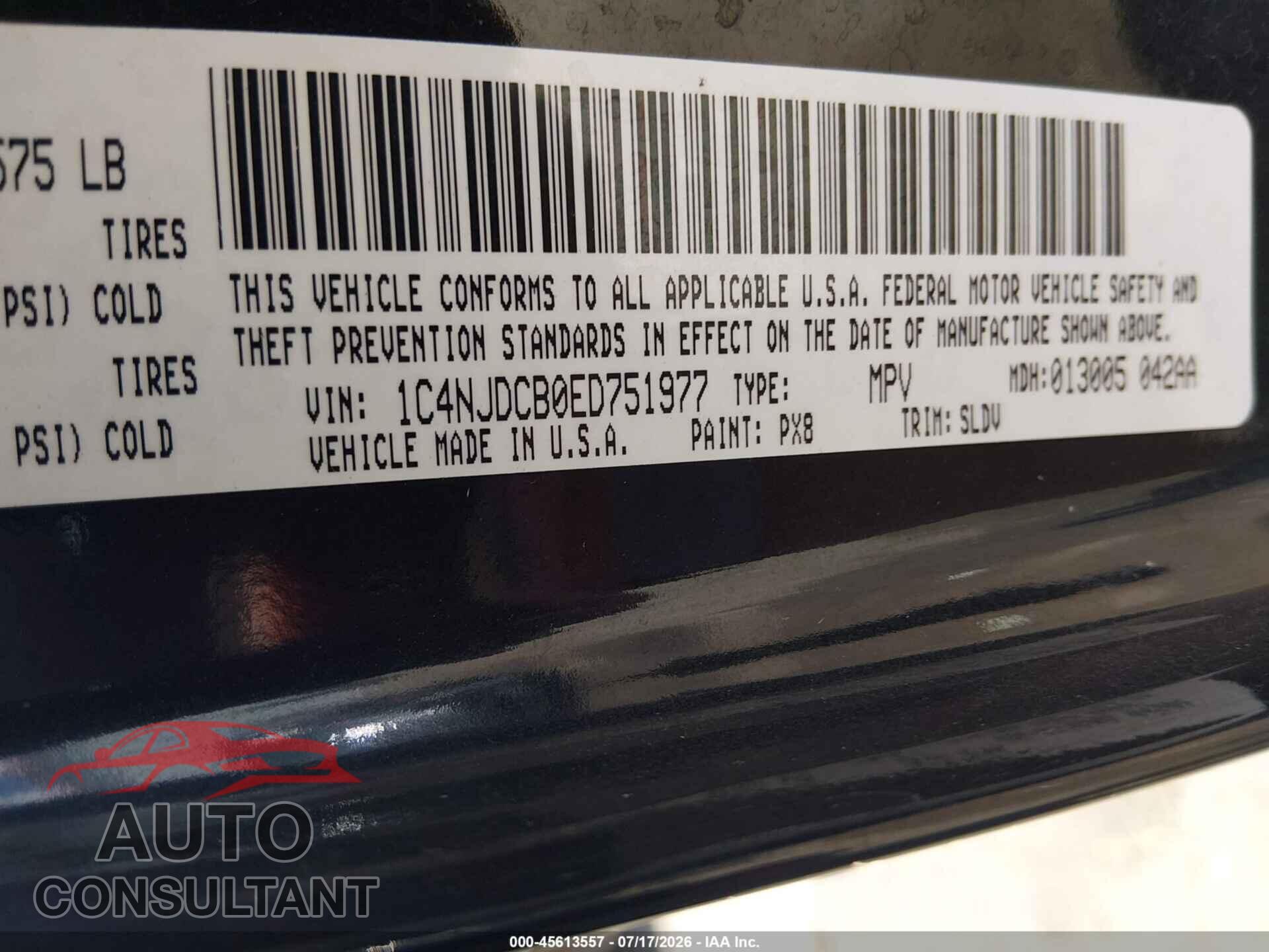 JEEP COMPASS 2014 - 1C4NJDCB0ED751977