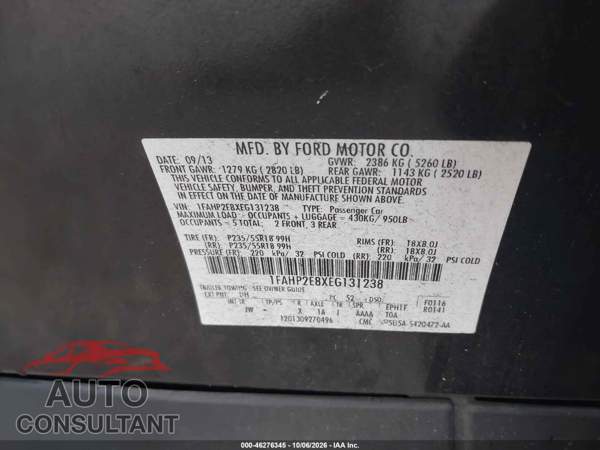 FORD TAURUS 2014 - 1FAHP2E8XEG131238