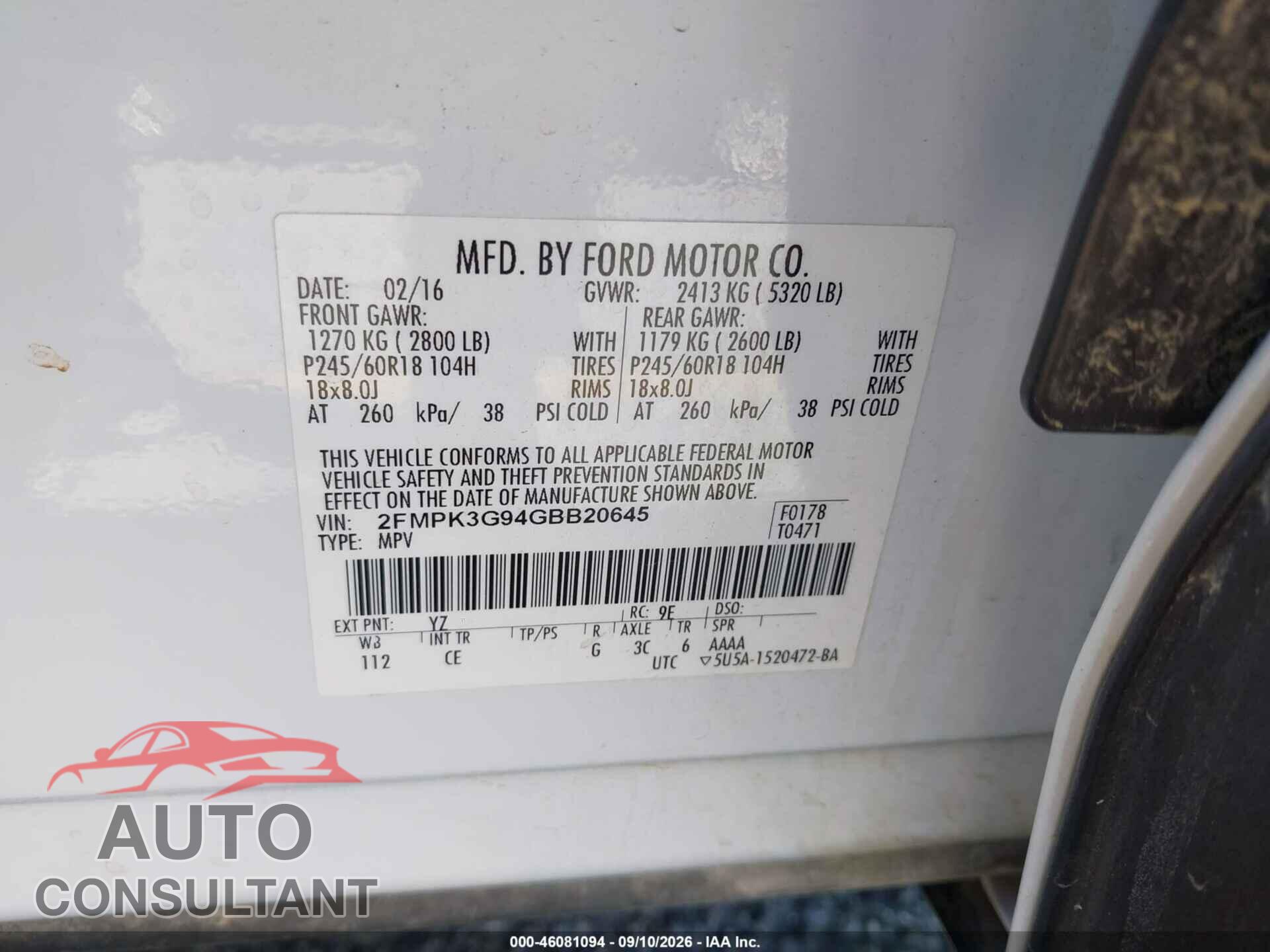 FORD EDGE 2016 - 2FMPK3G94GBB20645