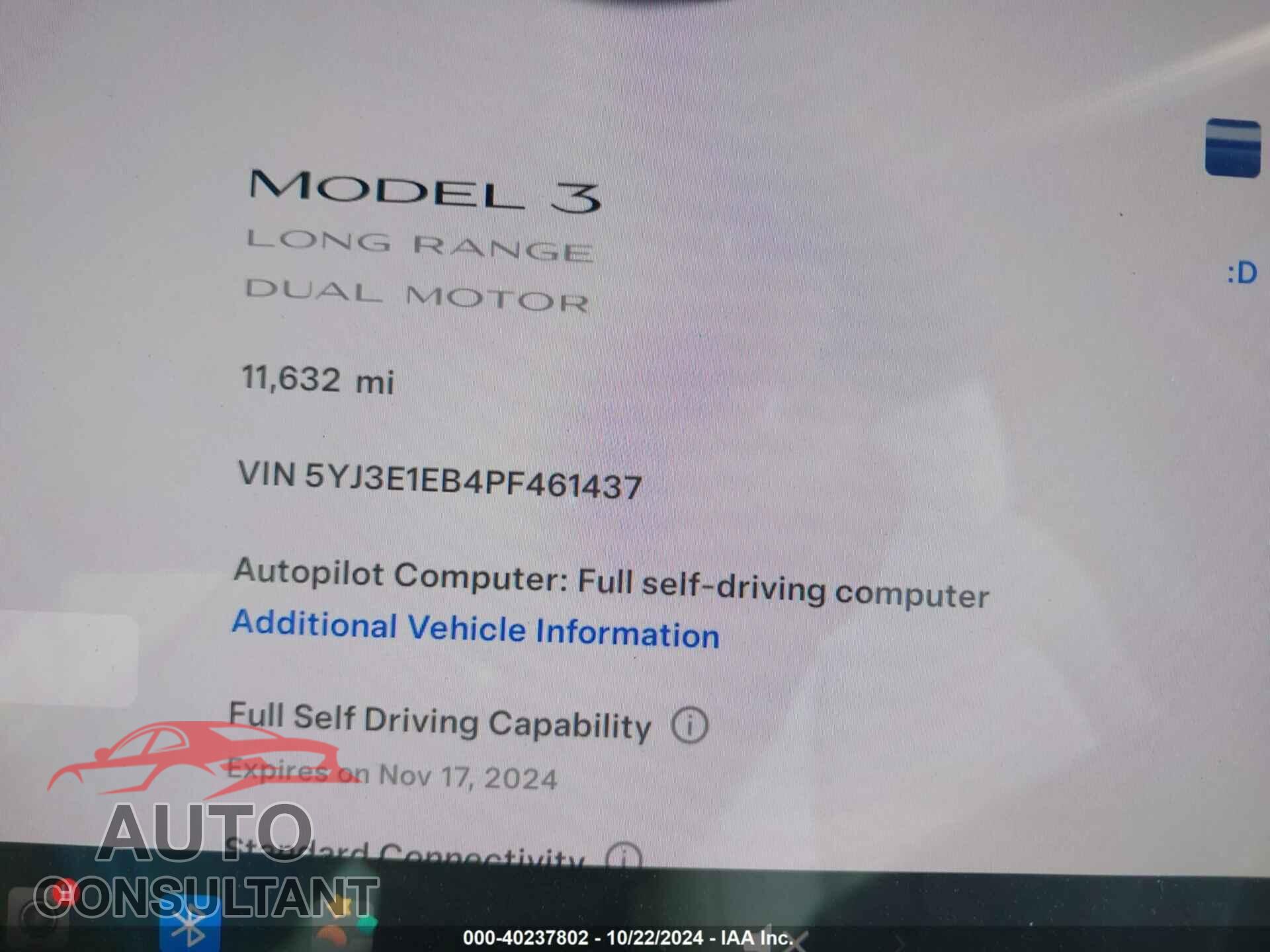 TESLA MODEL 3 2023 - 5YJ3E1EB4PF461437