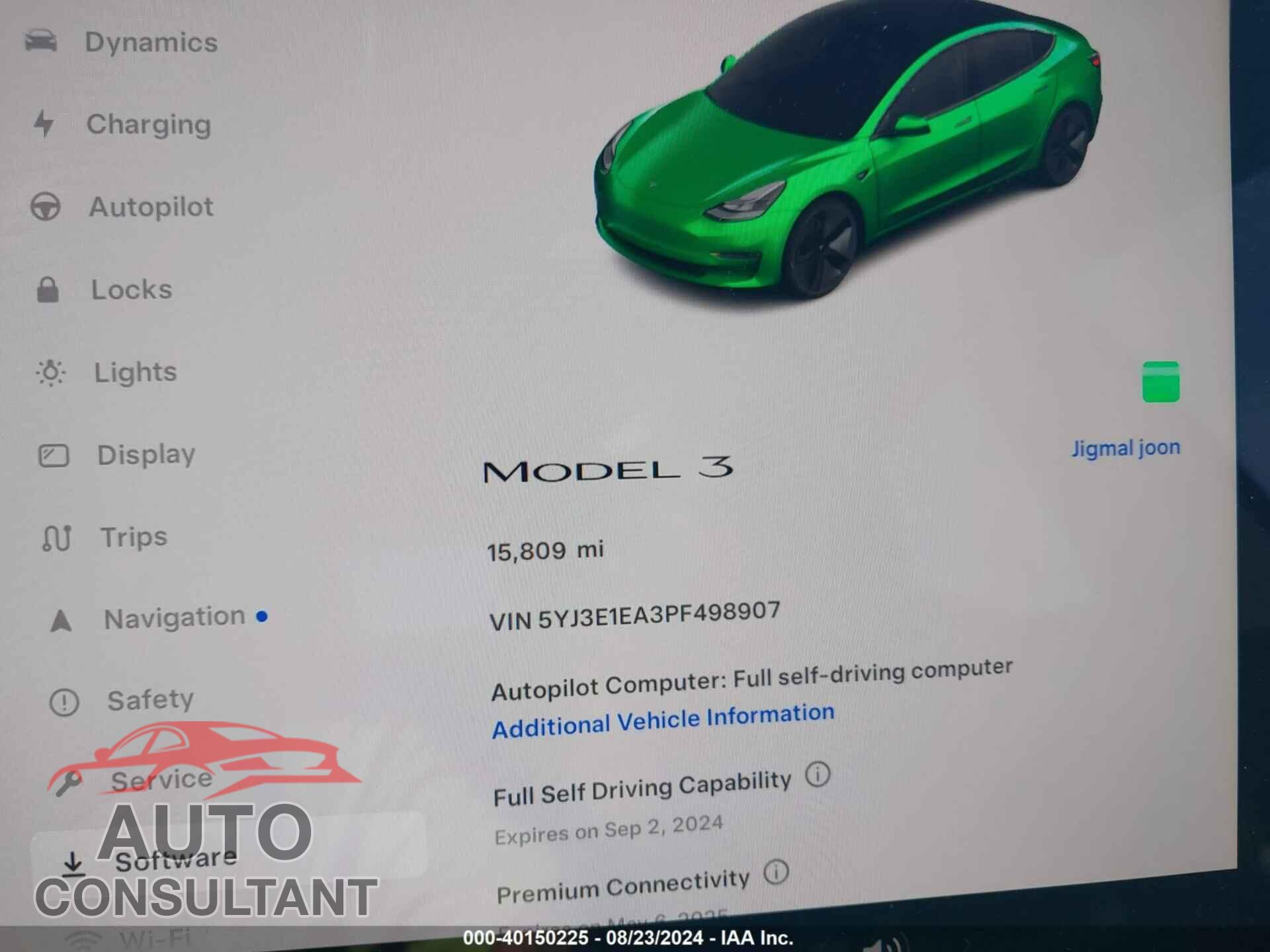TESLA MODEL 3 2023 - 5YJ3E1EA3PF498907