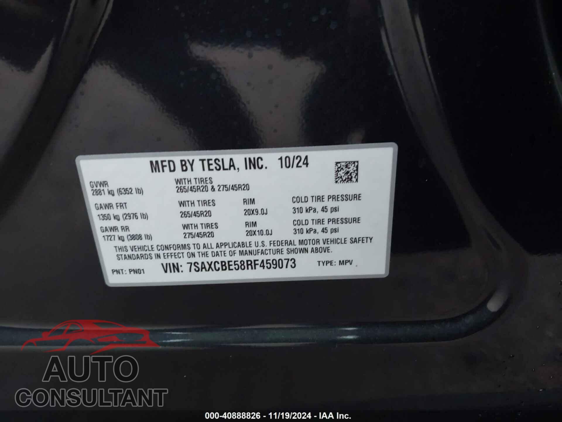 TESLA MODEL X 2024 - 7SAXCBE58RF459073