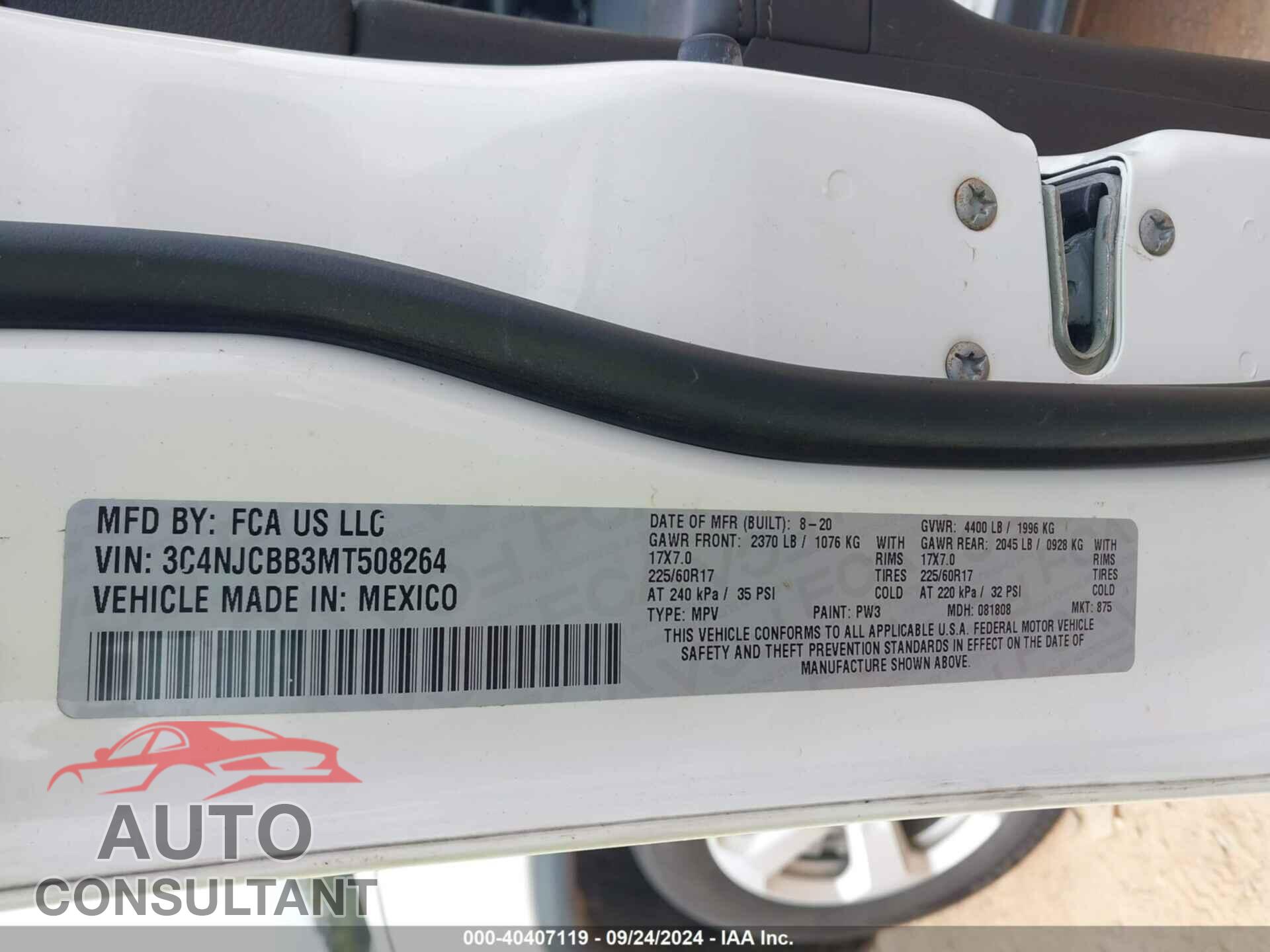 JEEP COMPASS 2021 - 3C4NJCBB3MT508264