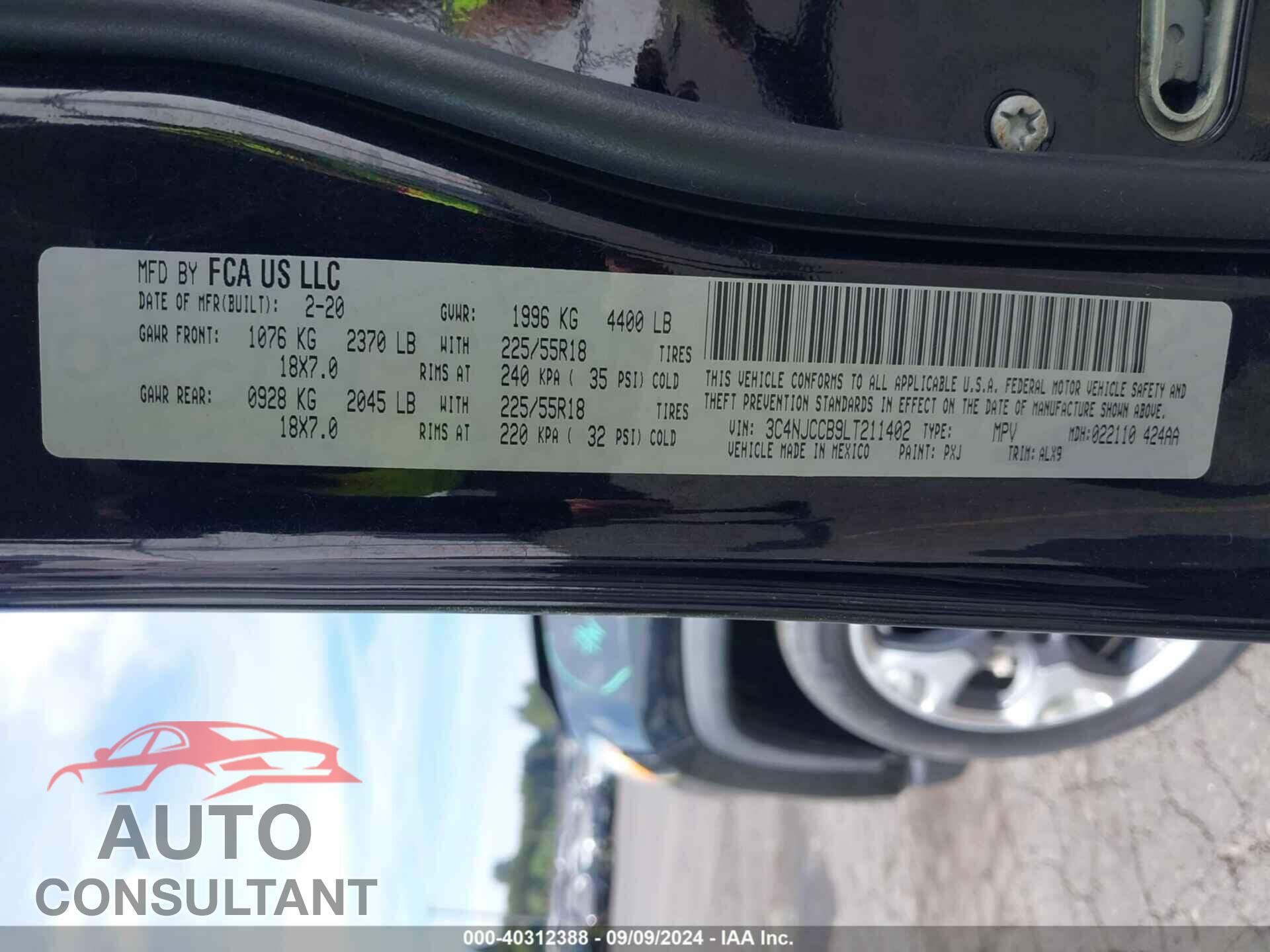 JEEP COMPASS 2020 - 3C4NJCCB9LT211402