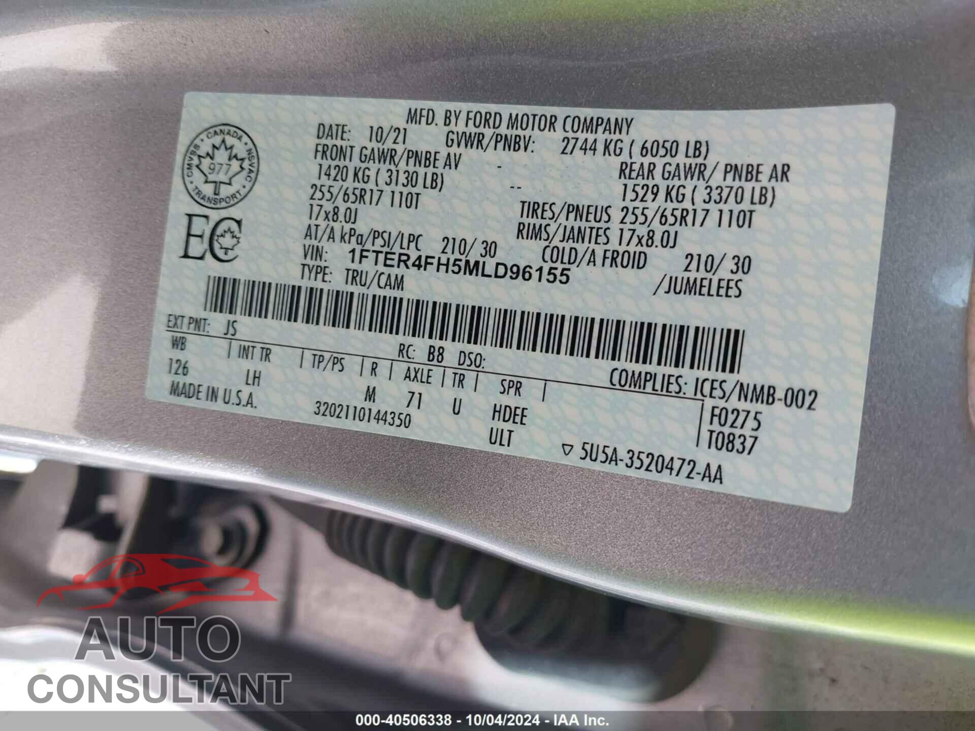 FORD RANGER 2021 - 1FTER4FH5MLD96155