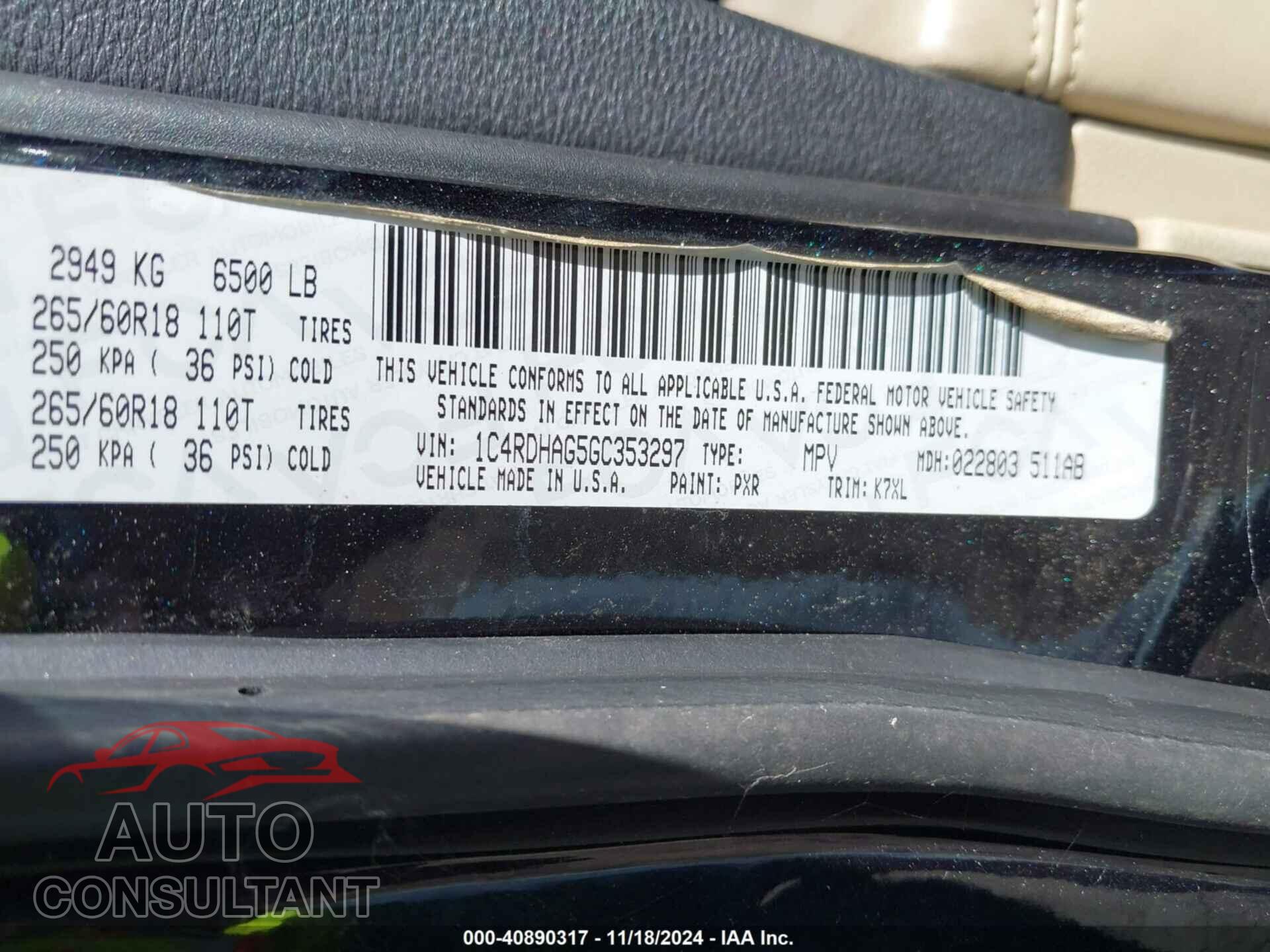 DODGE DURANGO 2016 - 1C4RDHAG5GC353297