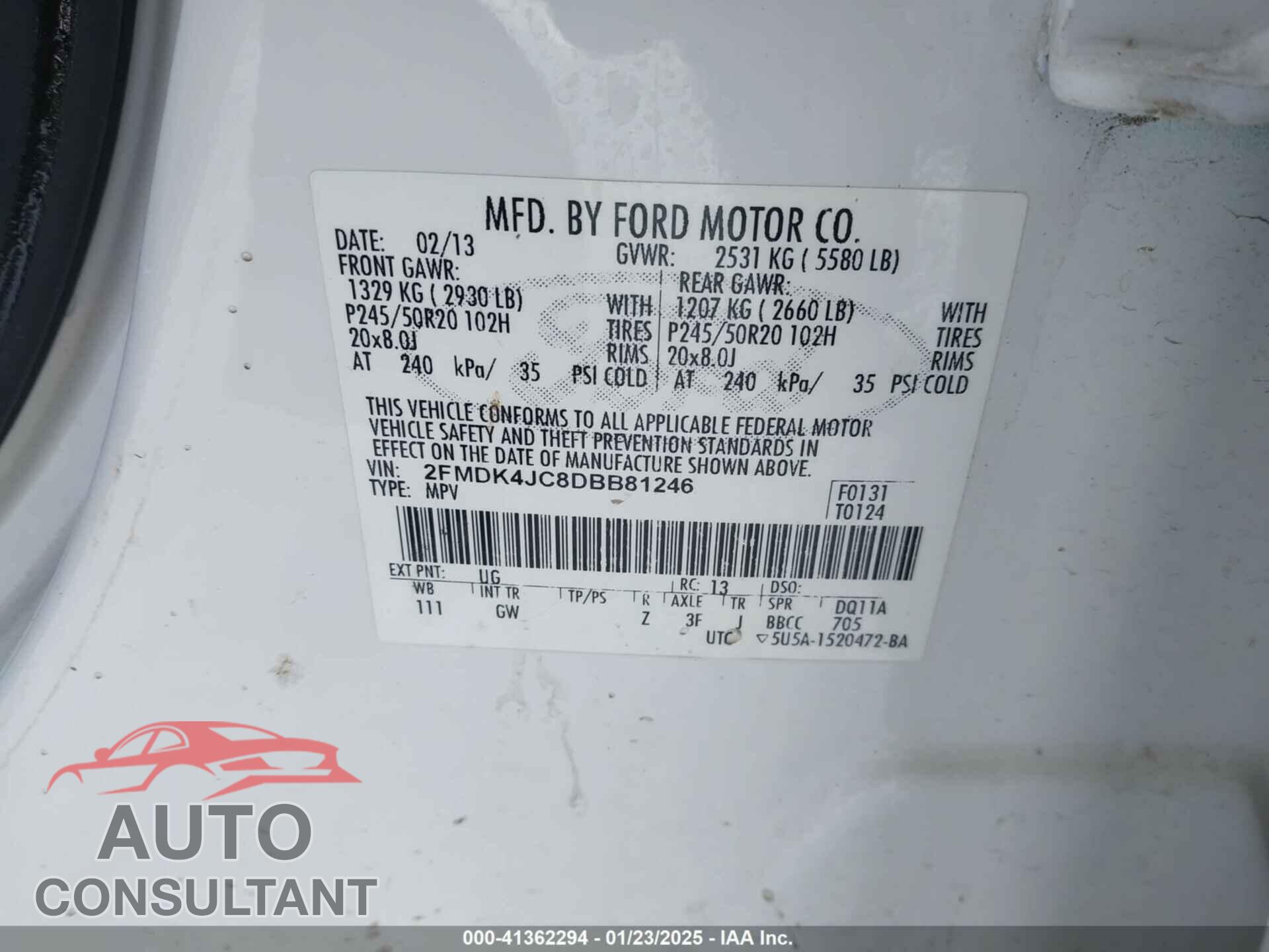 FORD EDGE 2013 - 2FMDK4JC8DBB81246