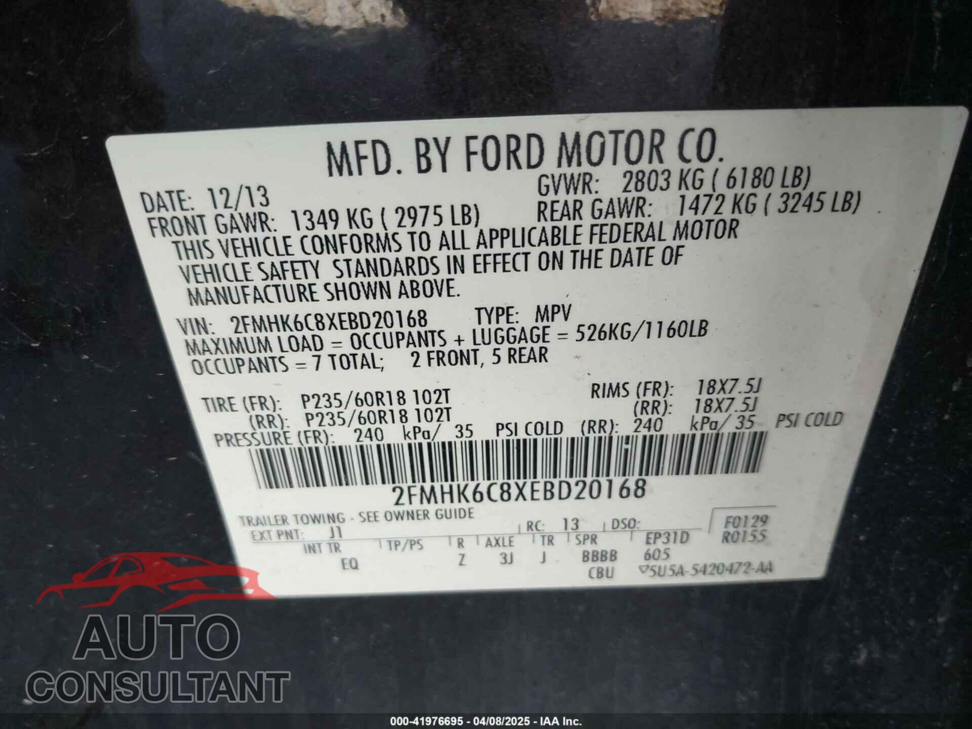 FORD FLEX 2014 - 2FMHK6C8XEBD20168