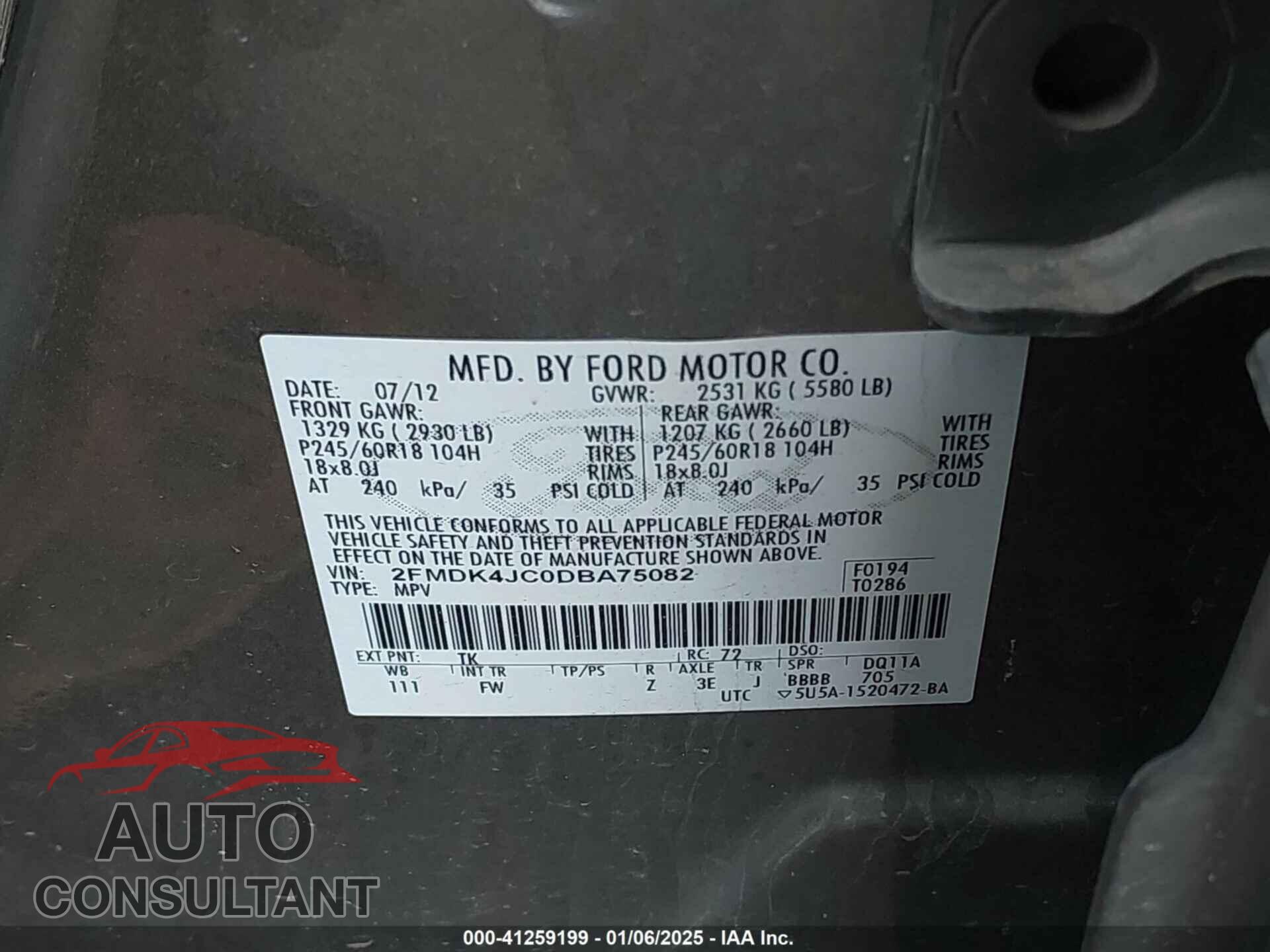 FORD EDGE 2013 - 2FMDK4JC0DBA75082
