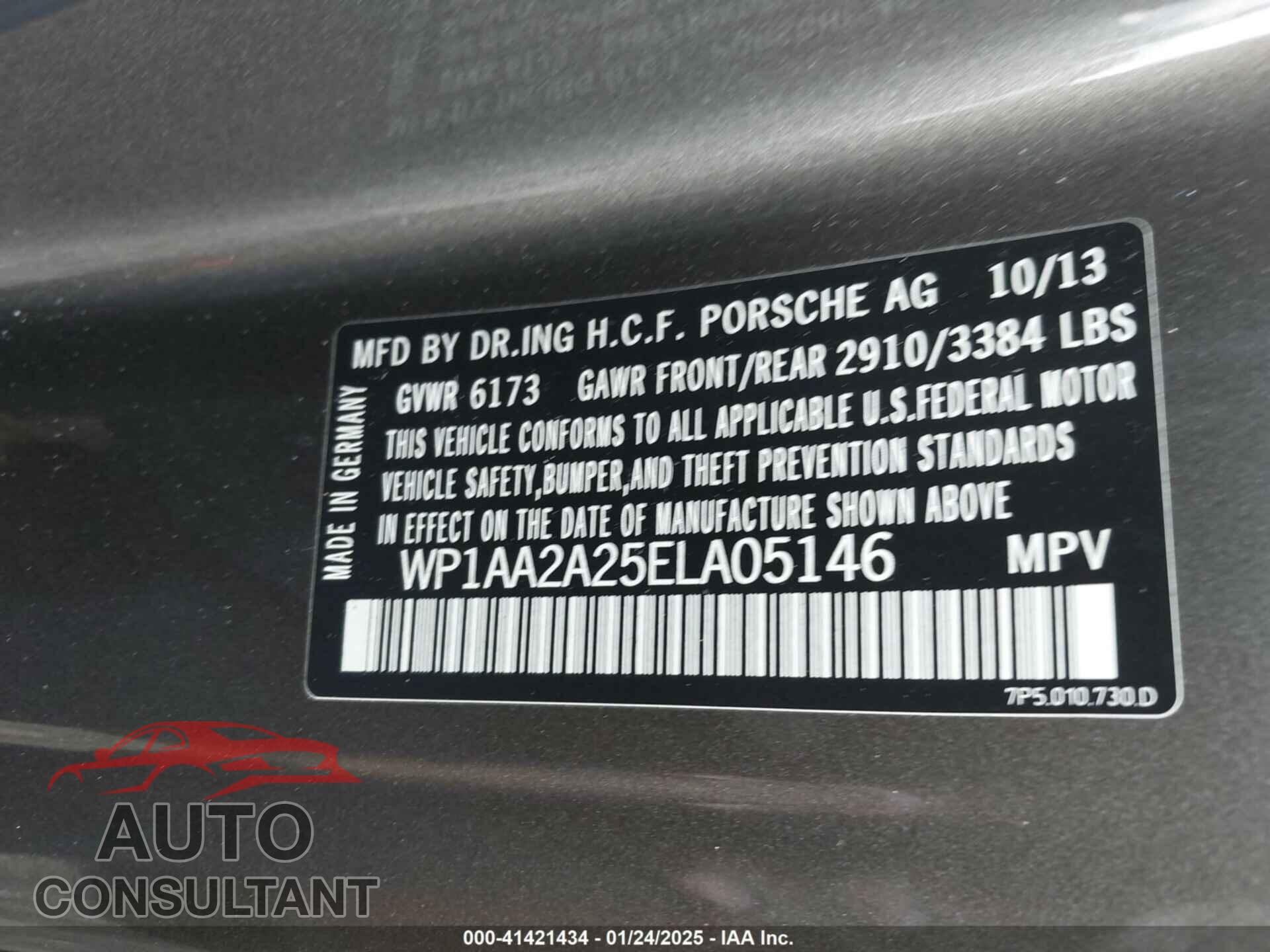 PORSCHE CAYENNE 2014 - WP1AA2A25ELA05146