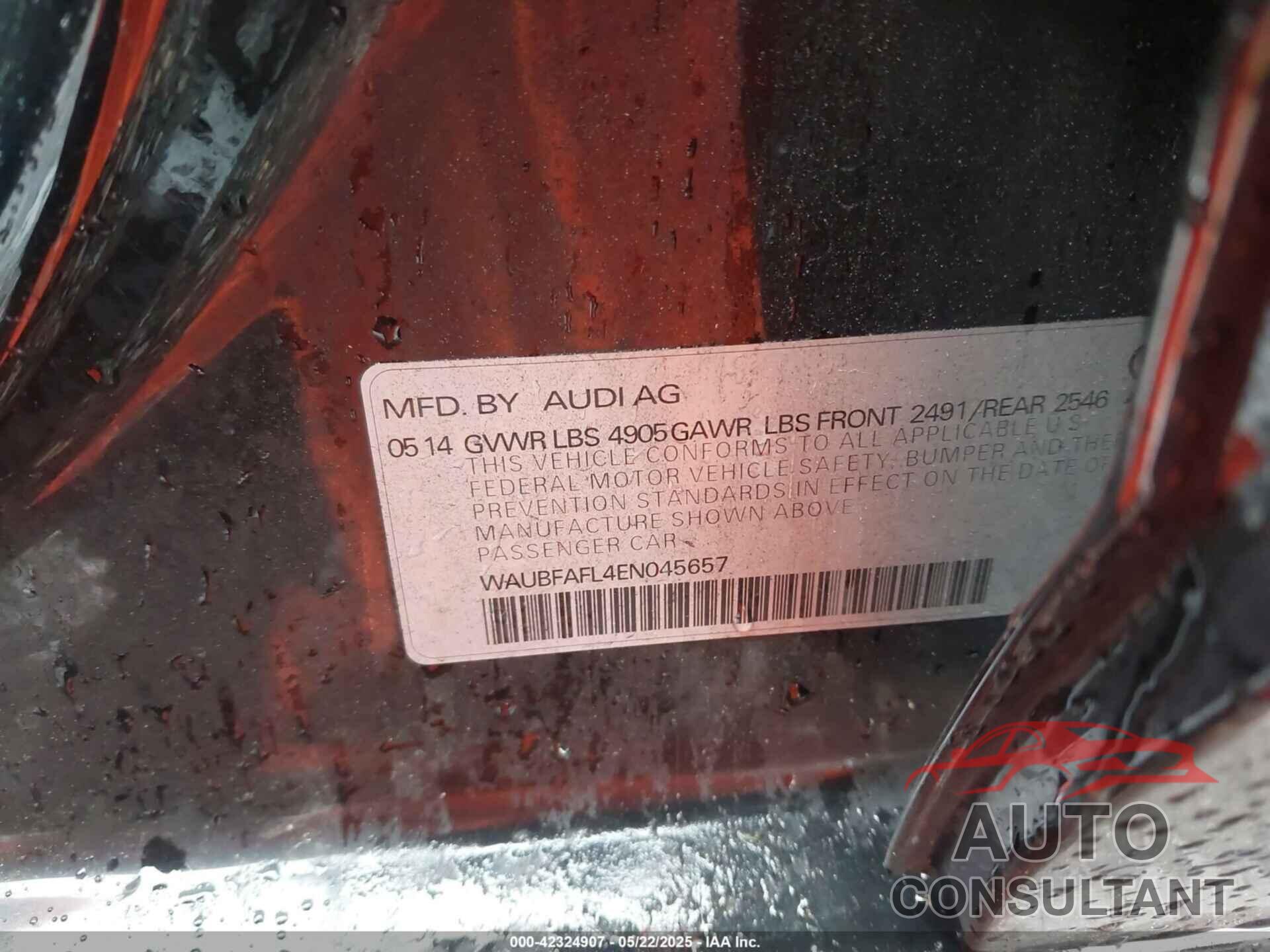 AUDI A4 2014 - WAUBFAFL4EN045657