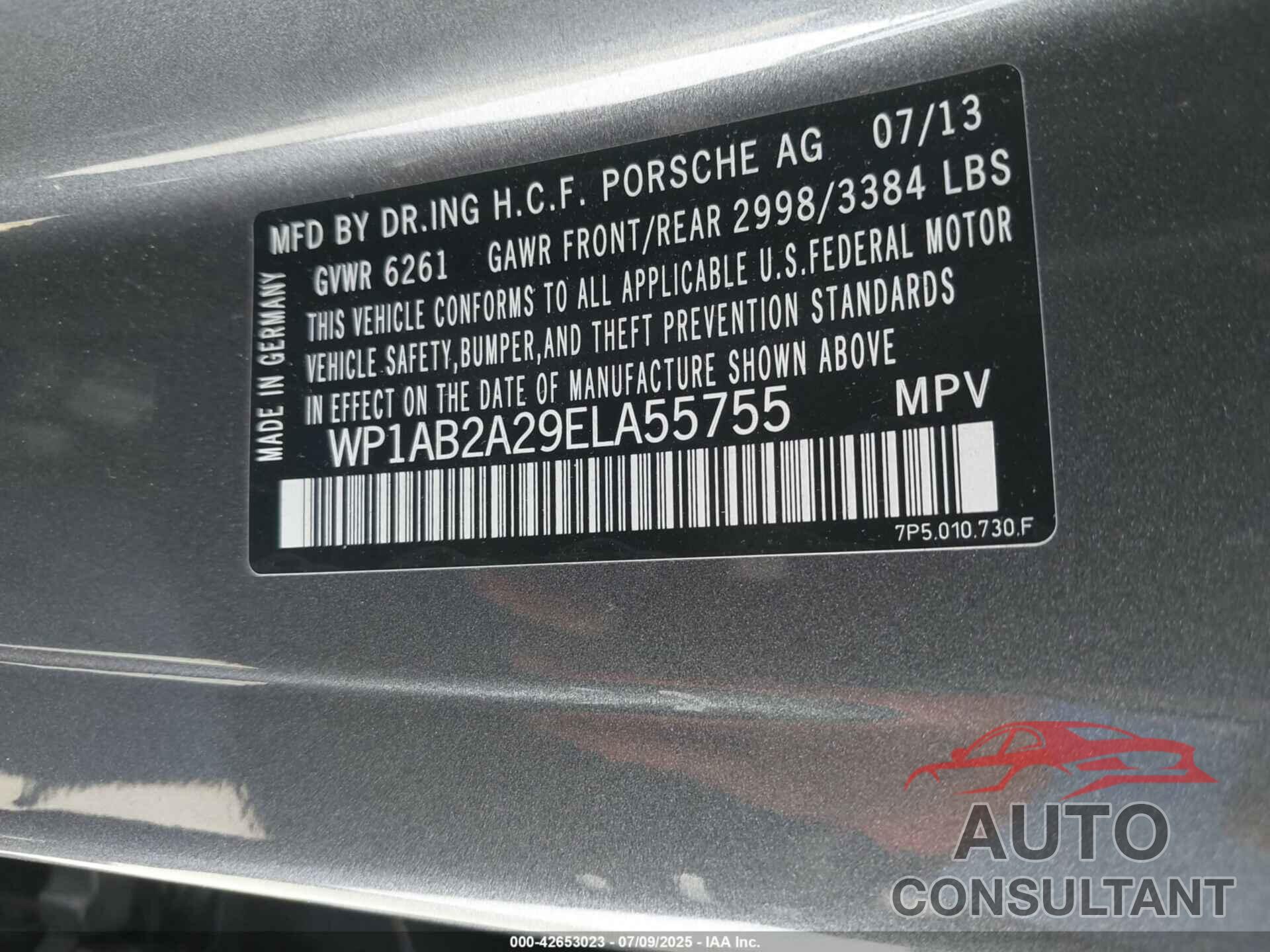 PORSCHE CAYENNE 2014 - WP1AB2A29ELA55755