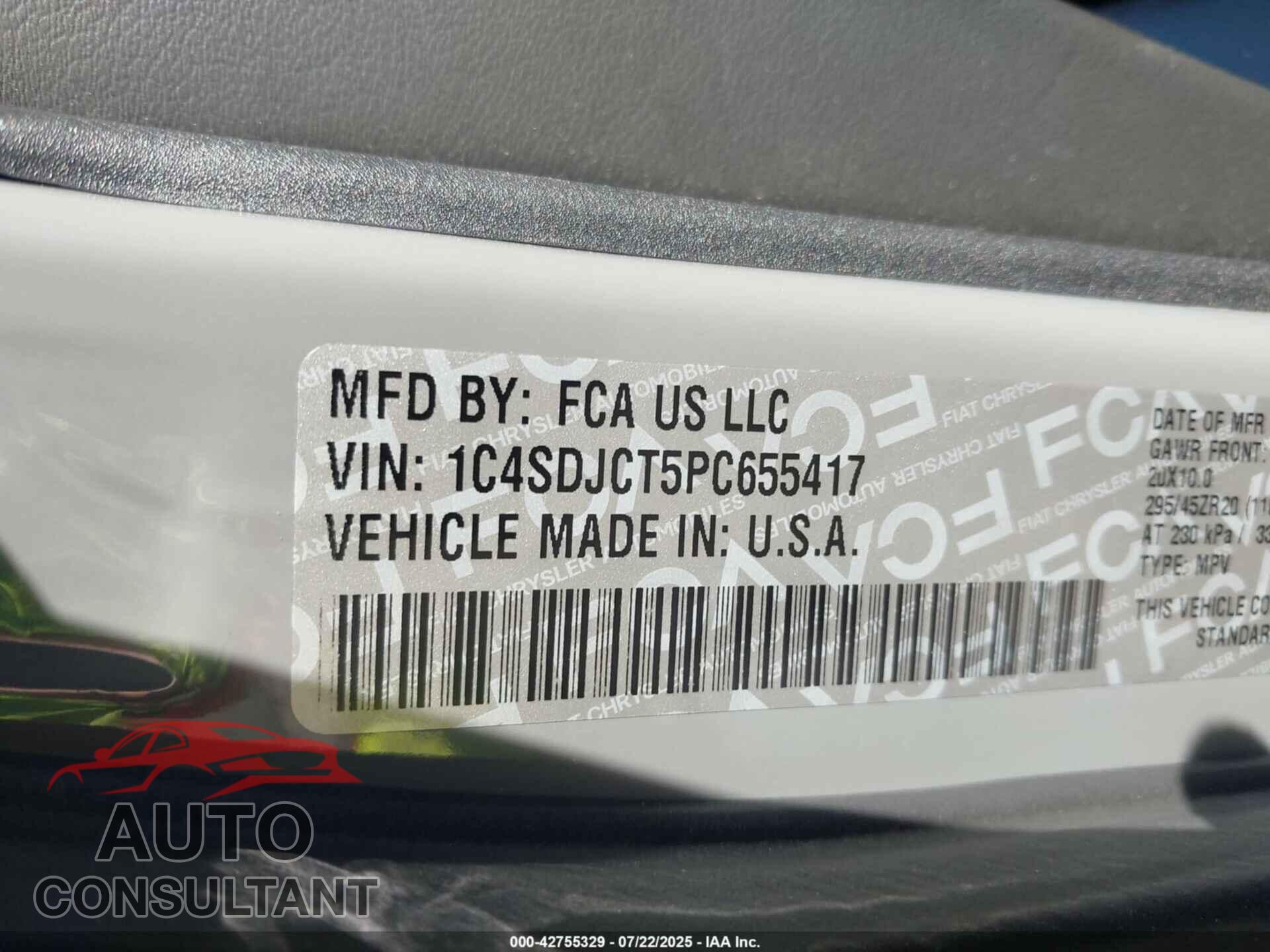 DODGE DURANGO 2023 - 1C4SDJCT5PC655417