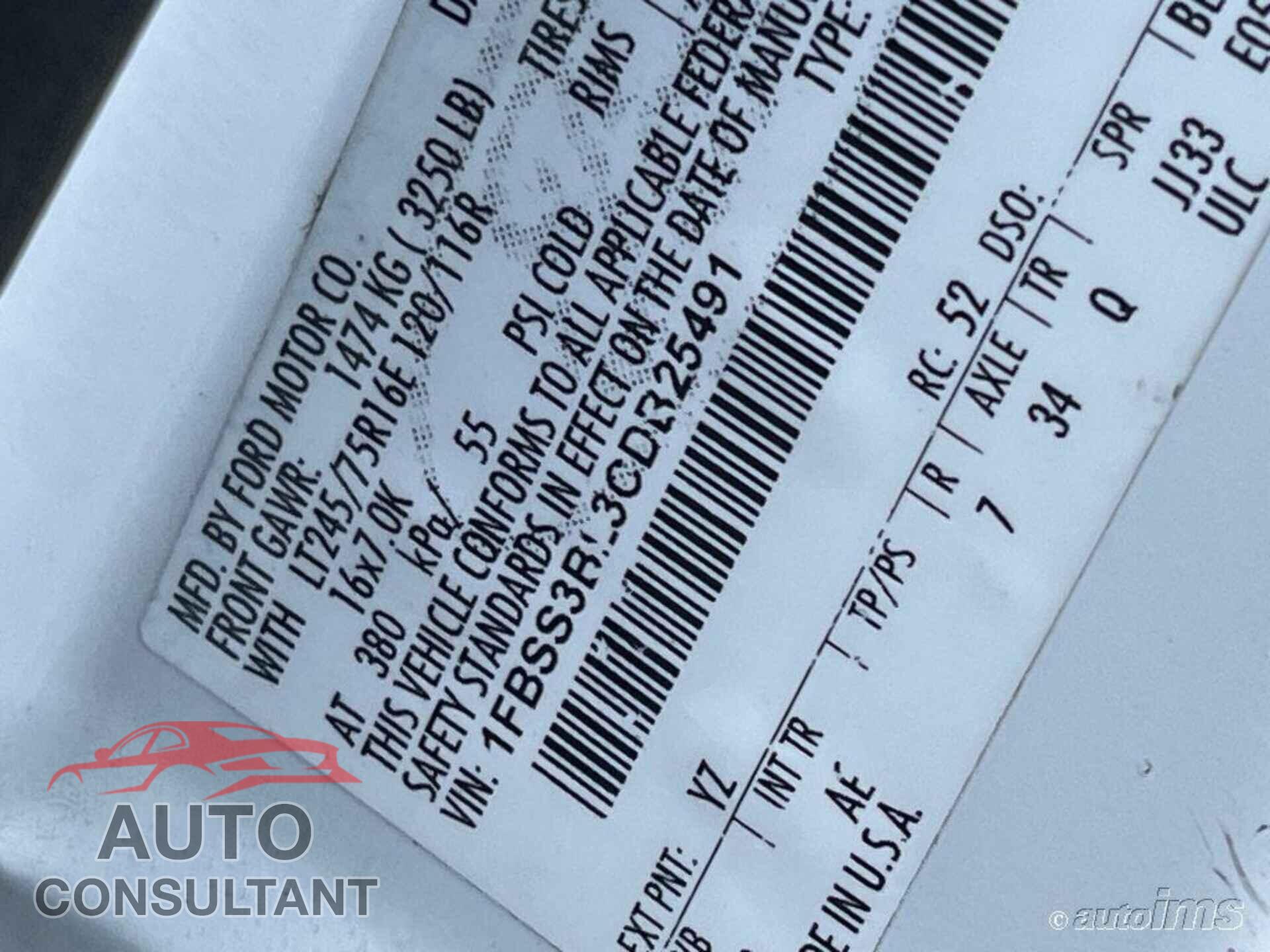 FORD ECONOLINE 2012 - 1FBSS3BL3CDB25491