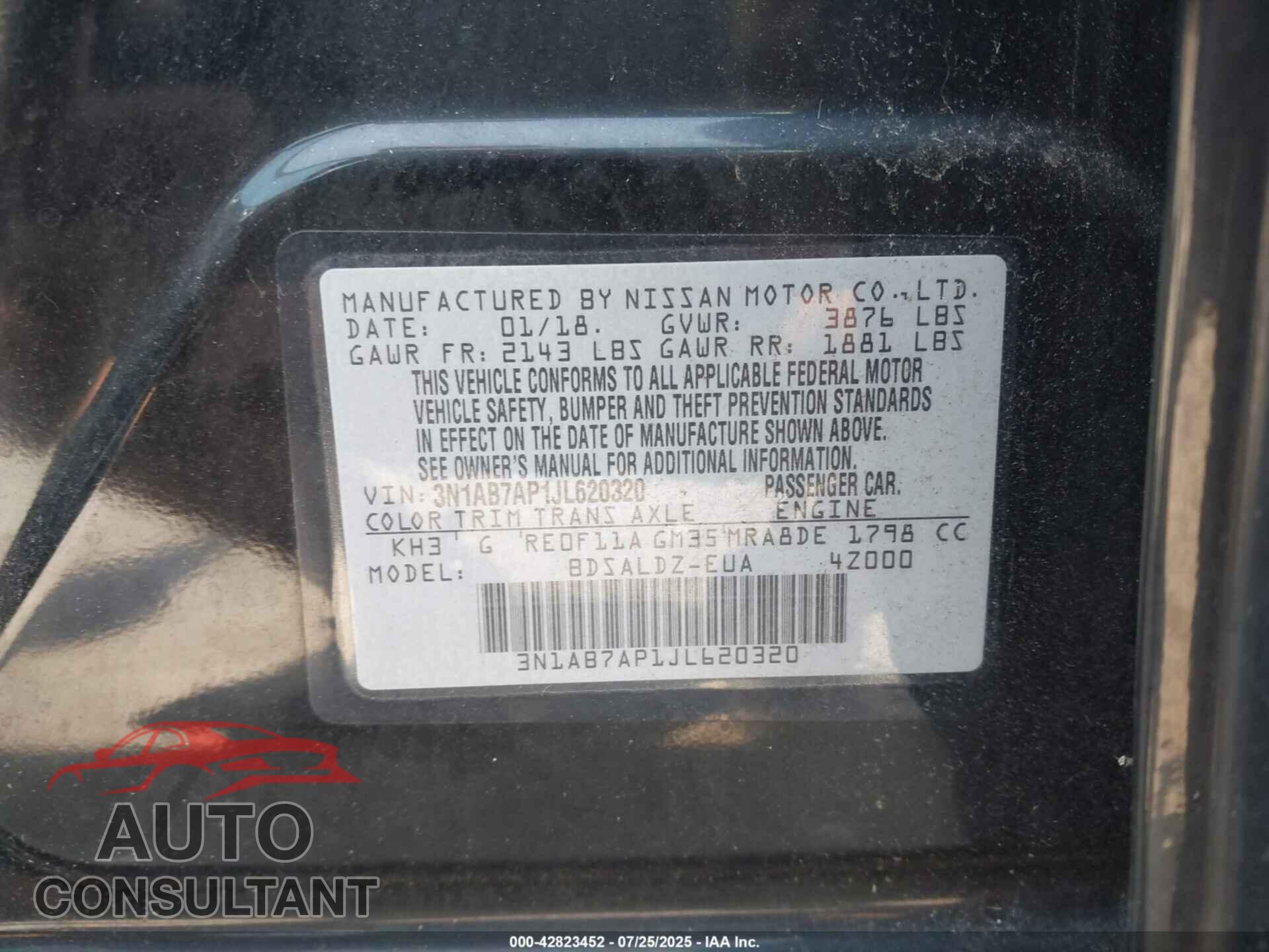 NISSAN SENTRA 2018 - 3N1AB7AP1JL620320