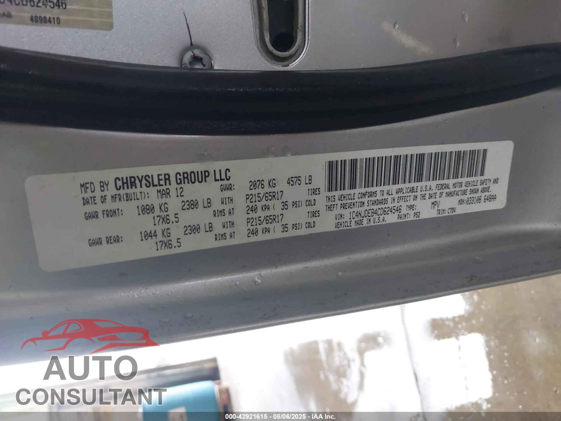 JEEP COMPASS 2012 - 1C4NJDEB4CD624546