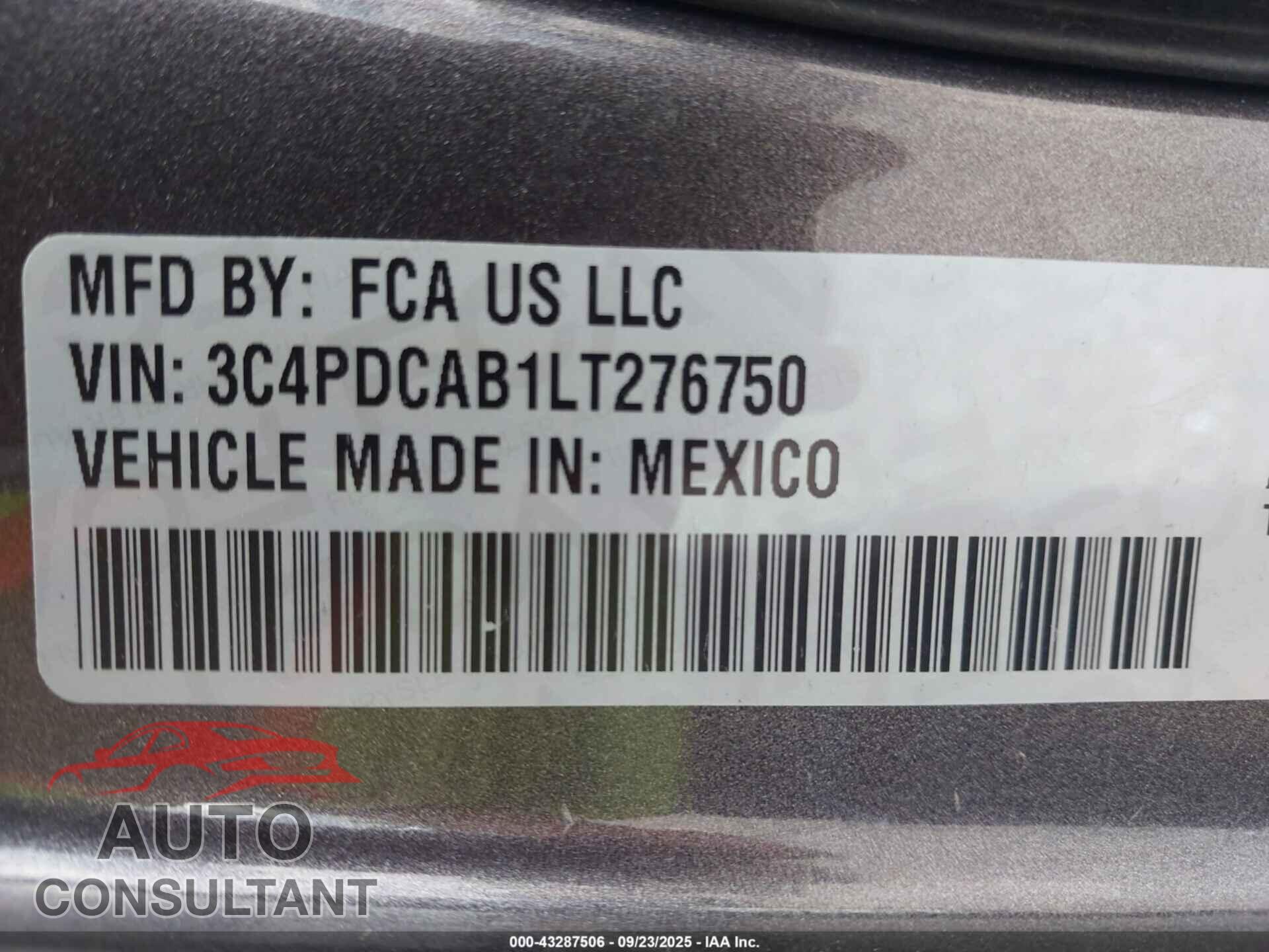 DODGE JOURNEY 2020 - 3C4PDCAB1LT276750