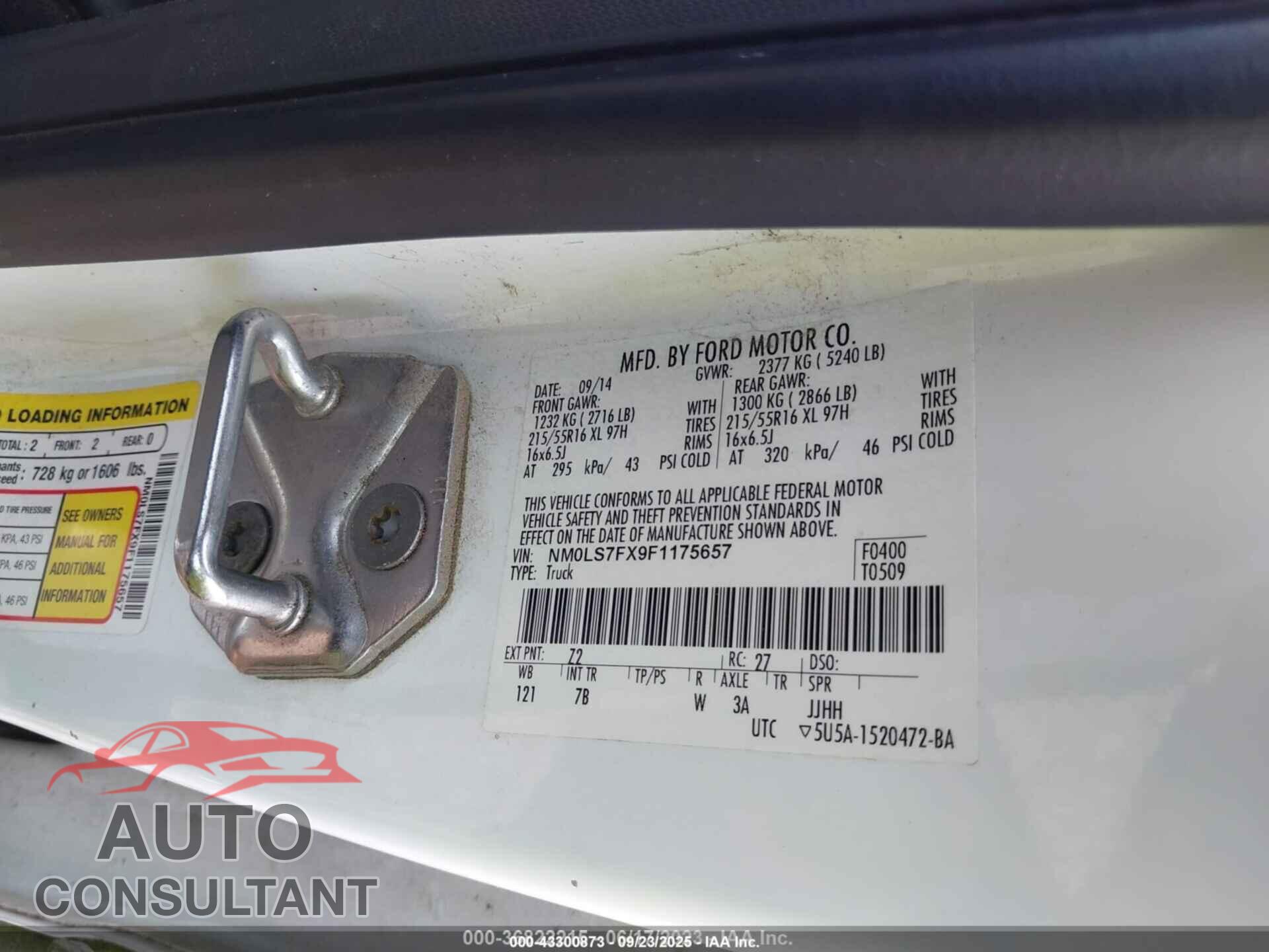 FORD TRANSIT CONNECT 2015 - NM0LS7FX9F1175657